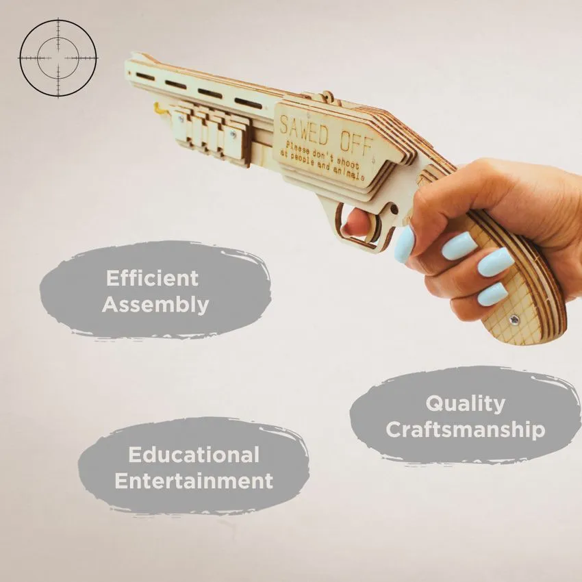 3D Wooden Rubber Band Shotgun Puzzle
