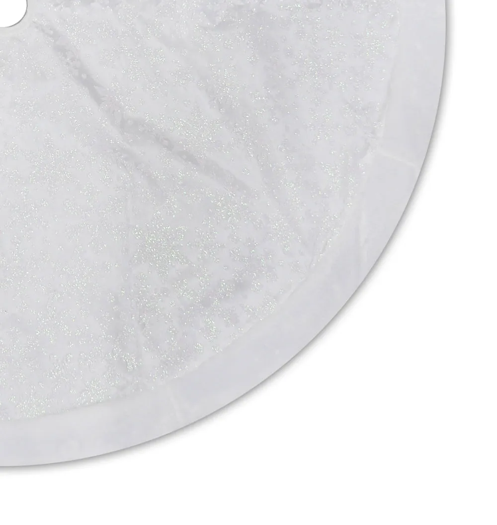 48" White Sheer Organza with Faux Fur Trim Christmas Tree Skirt