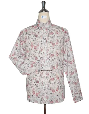 60s Style  White and Pink Paisley Shirt