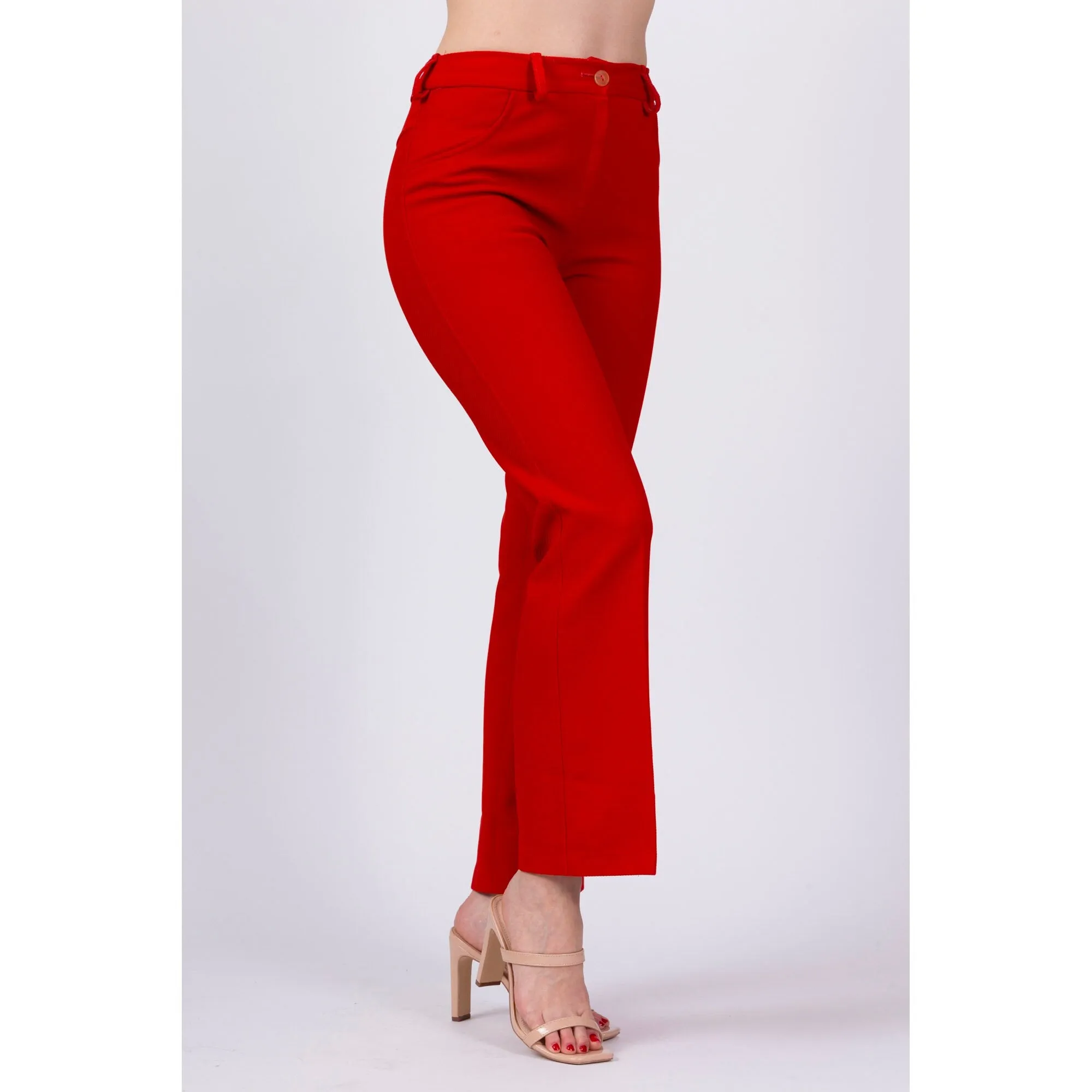 70s Red Mid-Rise Pants - Small