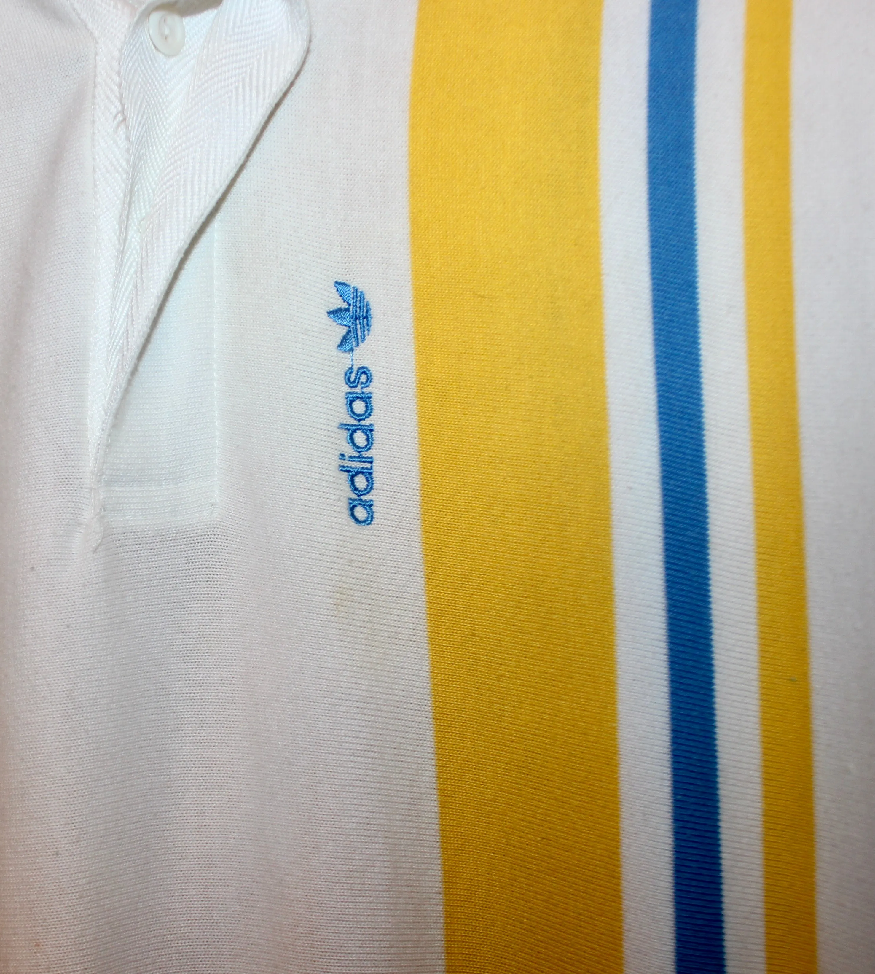80s Adidas Striped Button-Up Shirt: XL