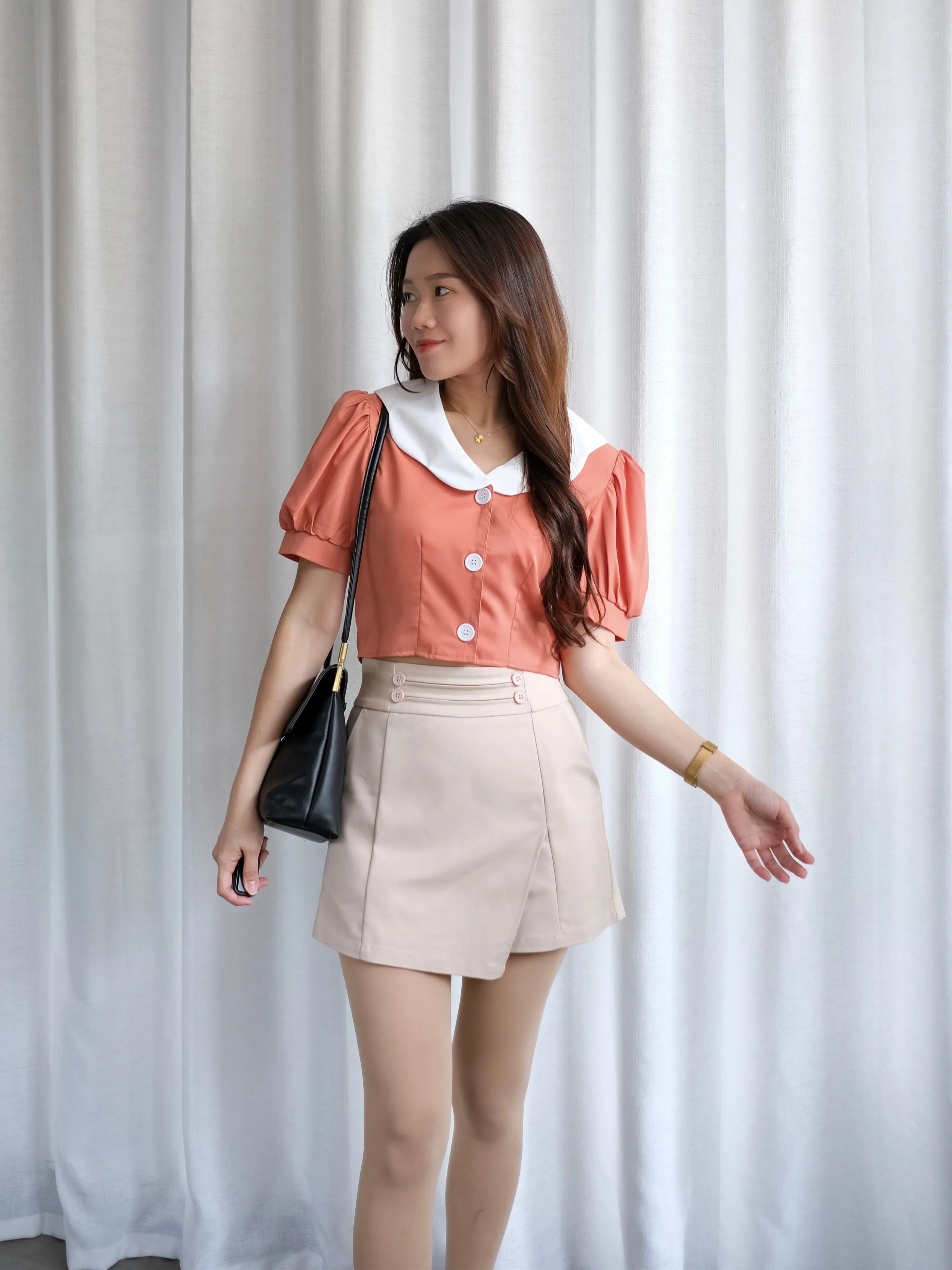 ACEWIN High Waist Button Detail Skort (Size S-XL) 501757