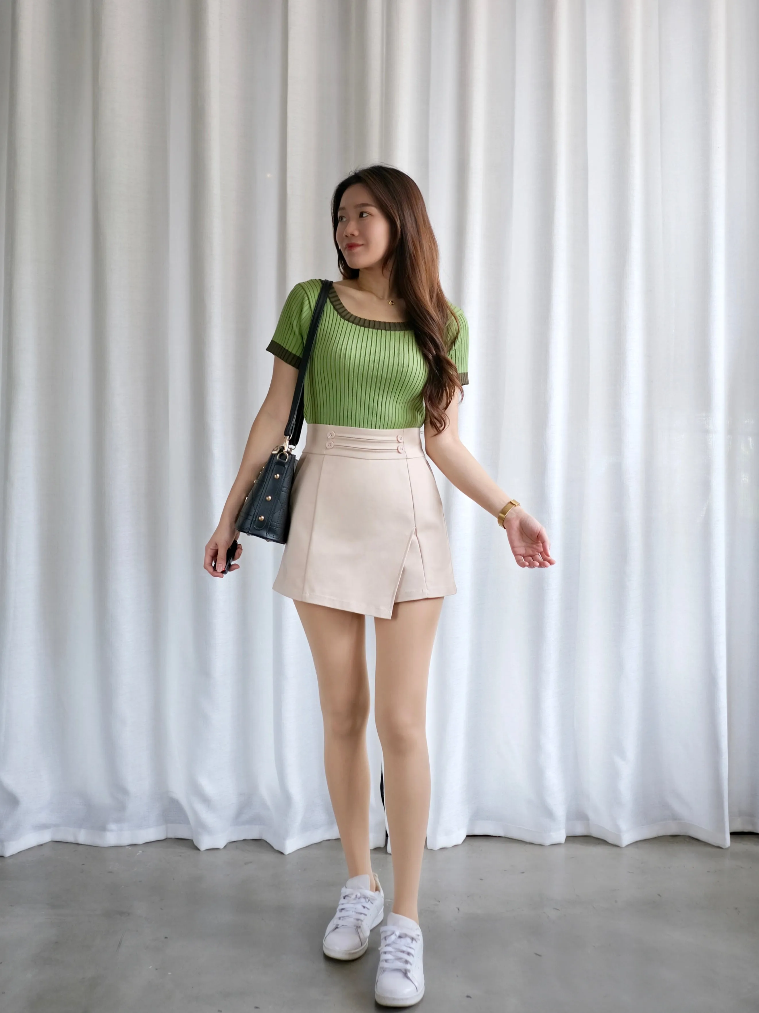 ACEWIN High Waist Button Detail Skort (Size S-XL) 501757