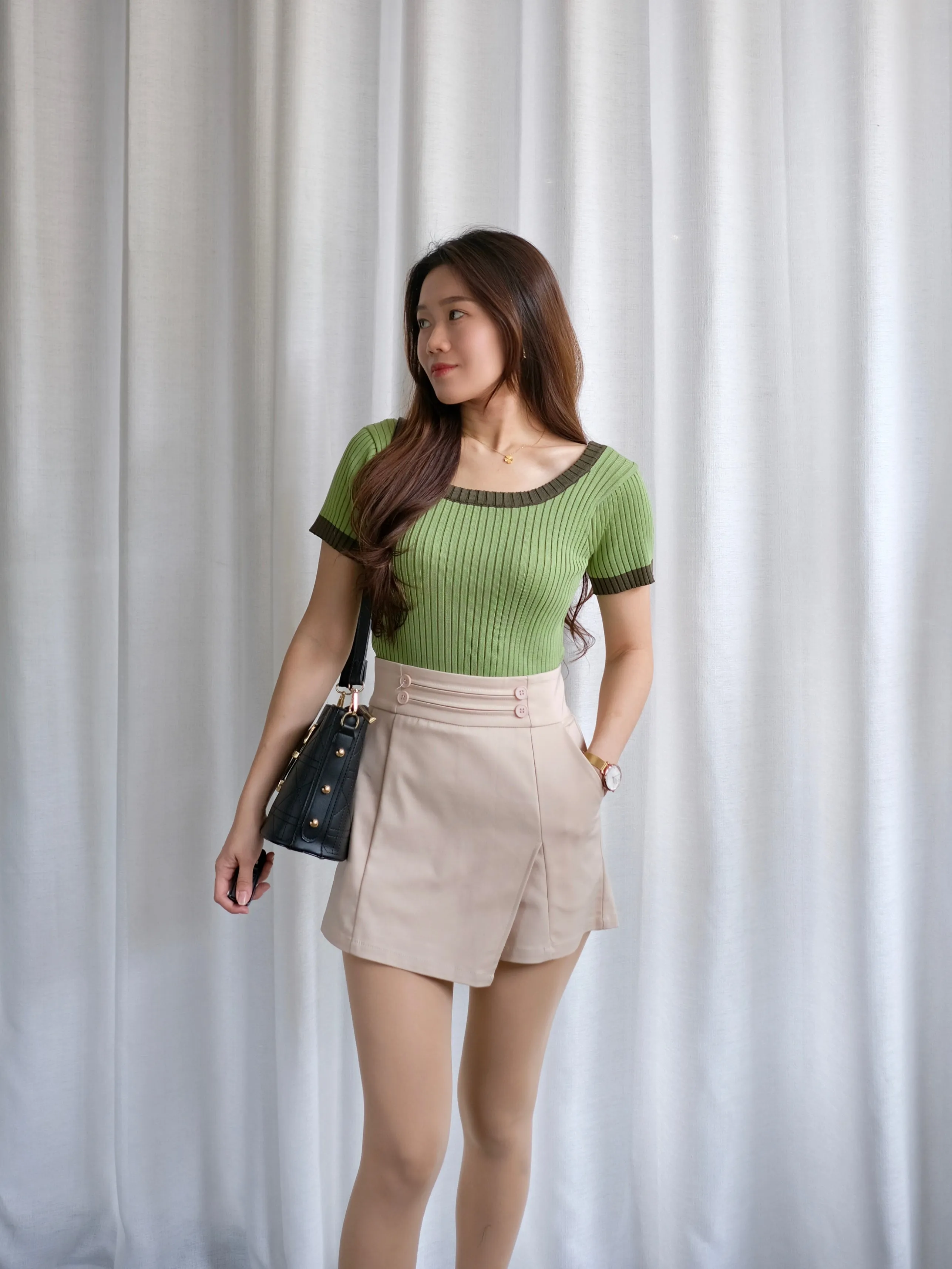 ACEWIN High Waist Button Detail Skort (Size S-XL) 501757