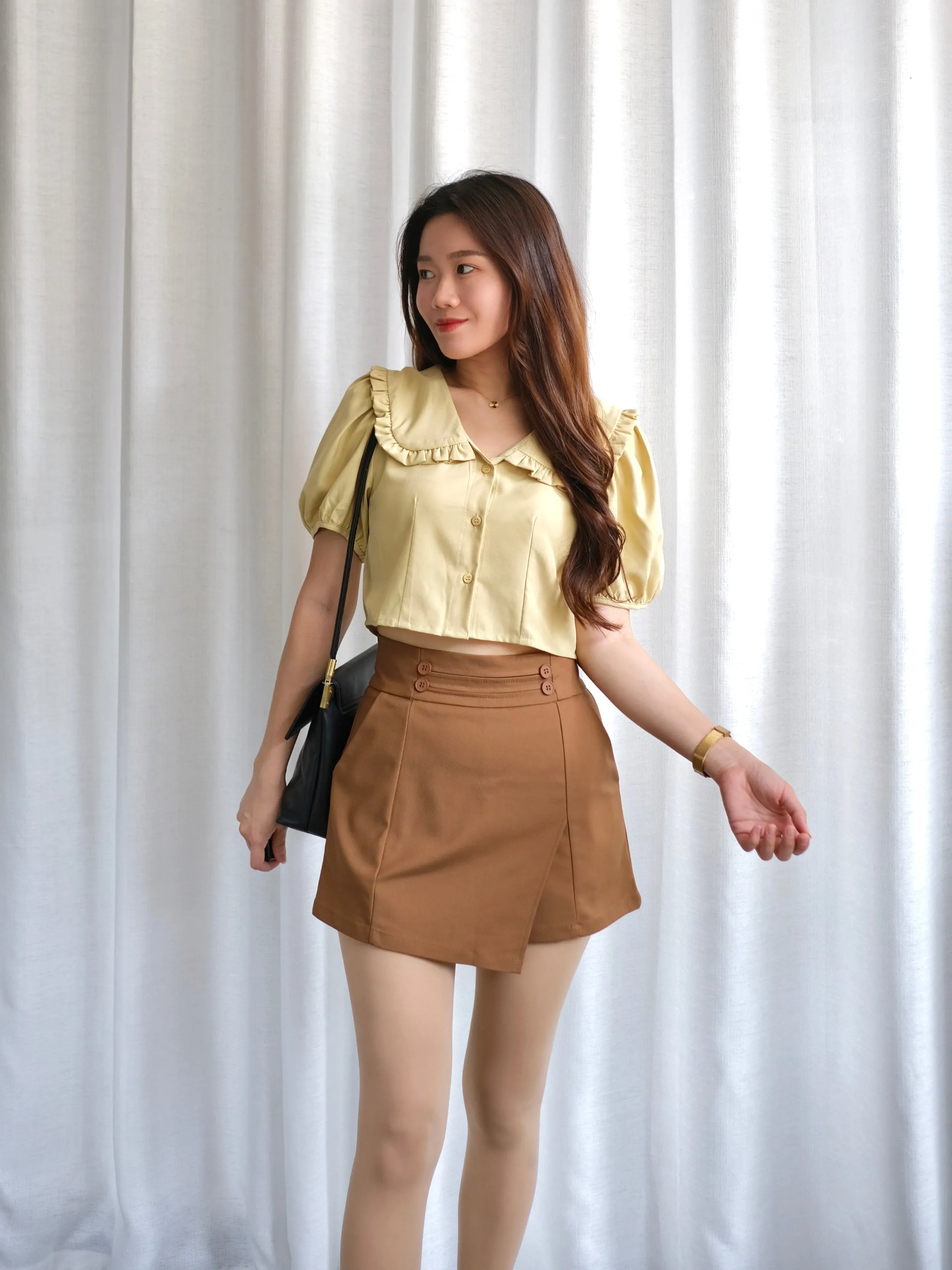 ACEWIN High Waist Button Detail Skort (Size S-XL) 501757