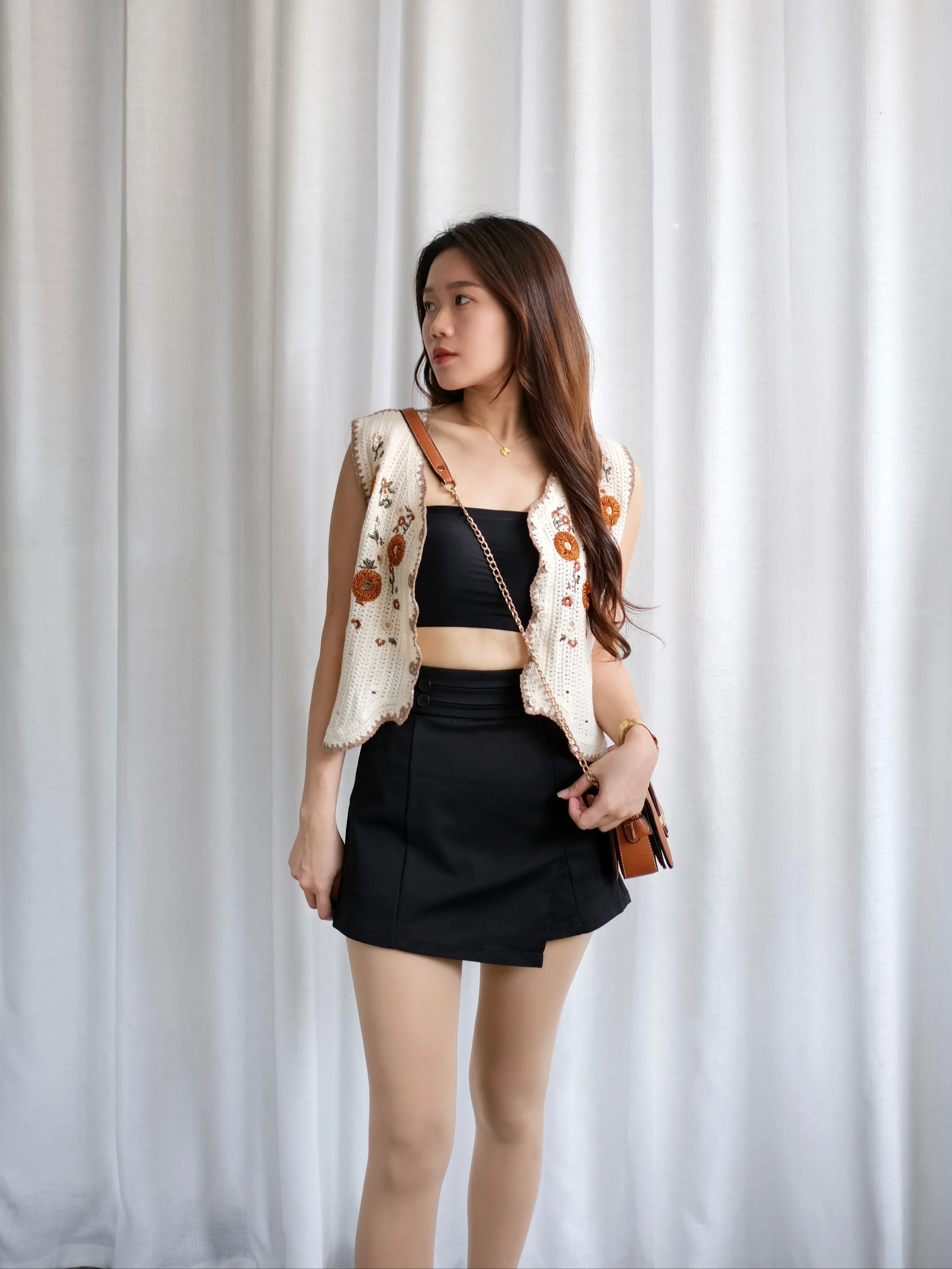ACEWIN High Waist Button Detail Skort (Size S-XL) 501757