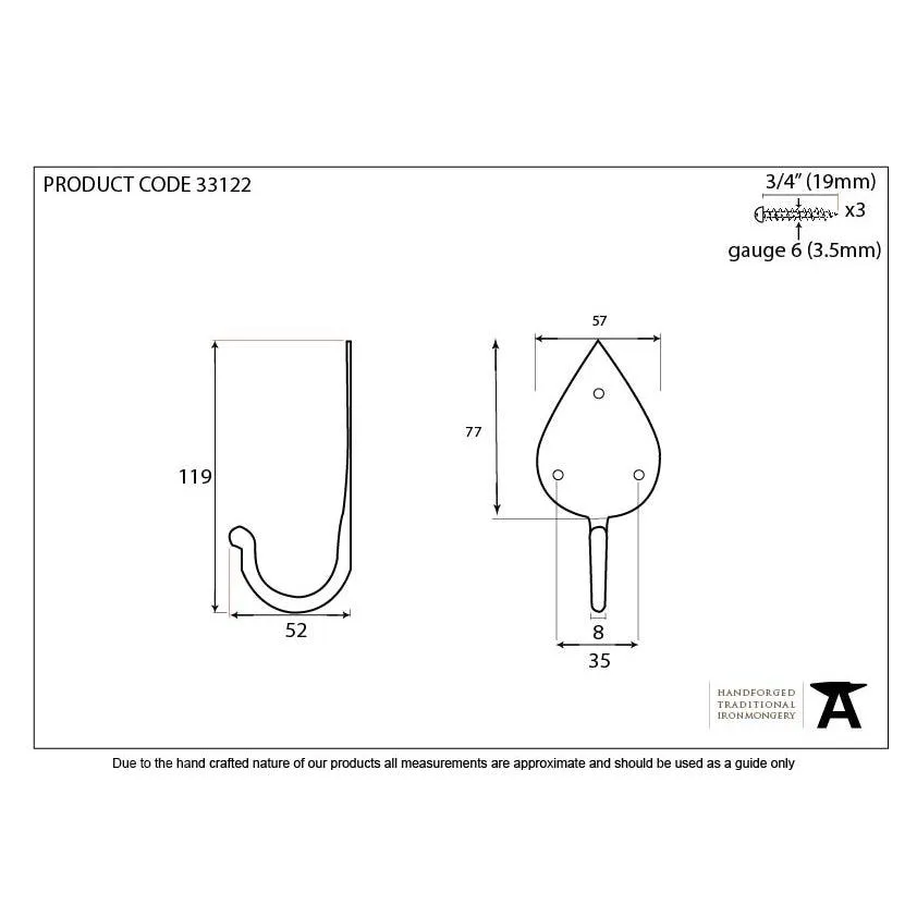 Beeswax Gothic Coat Hook | From The Anvil
