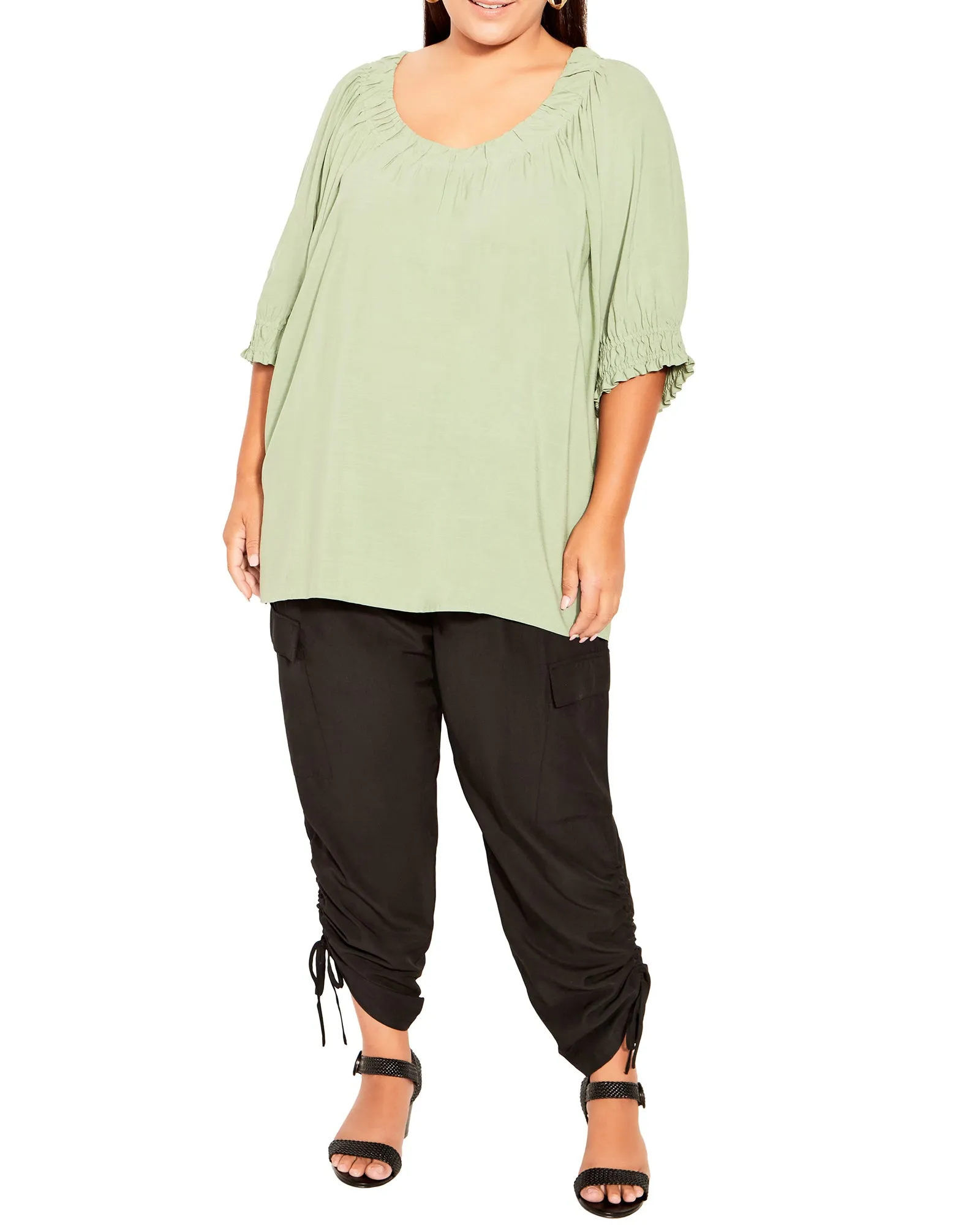 Bianca Pleated Top | Sage Green