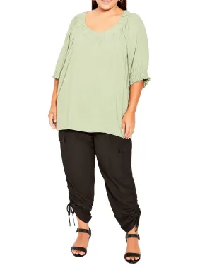 Bianca Pleated Top | Sage Green