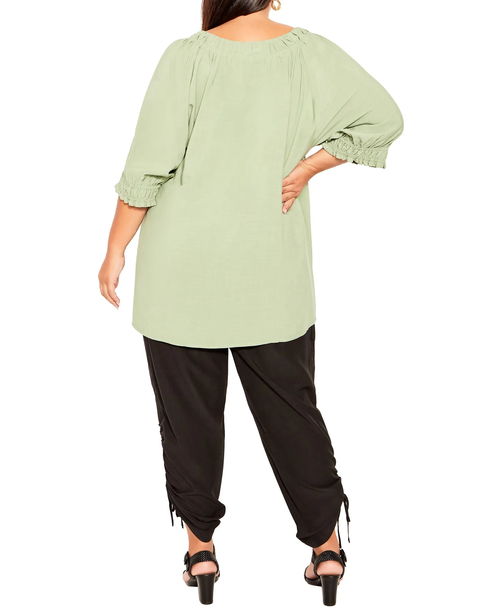 Bianca Pleated Top | Sage Green
