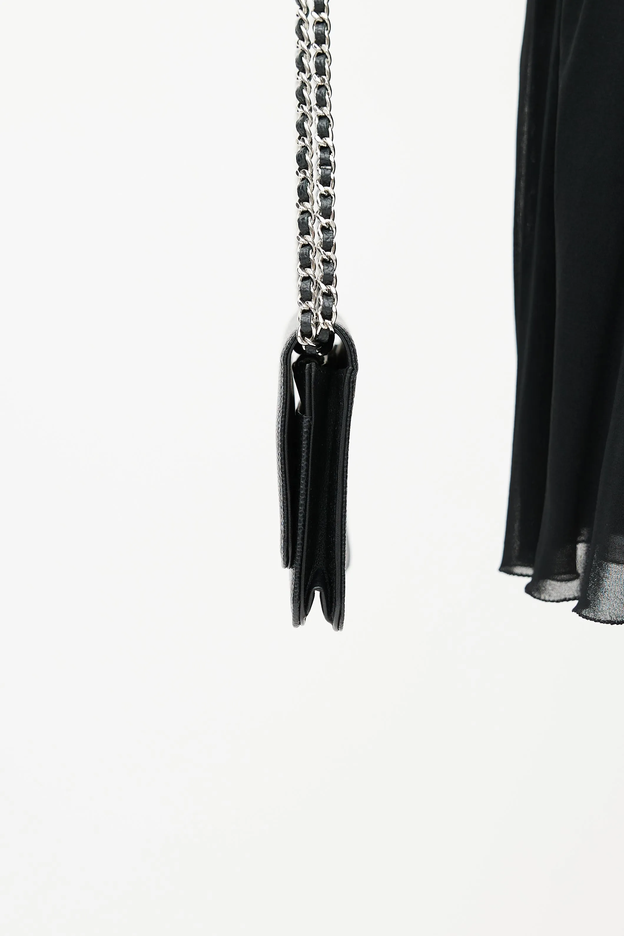 Black Caviar Timeless Leather Wallet On Chain