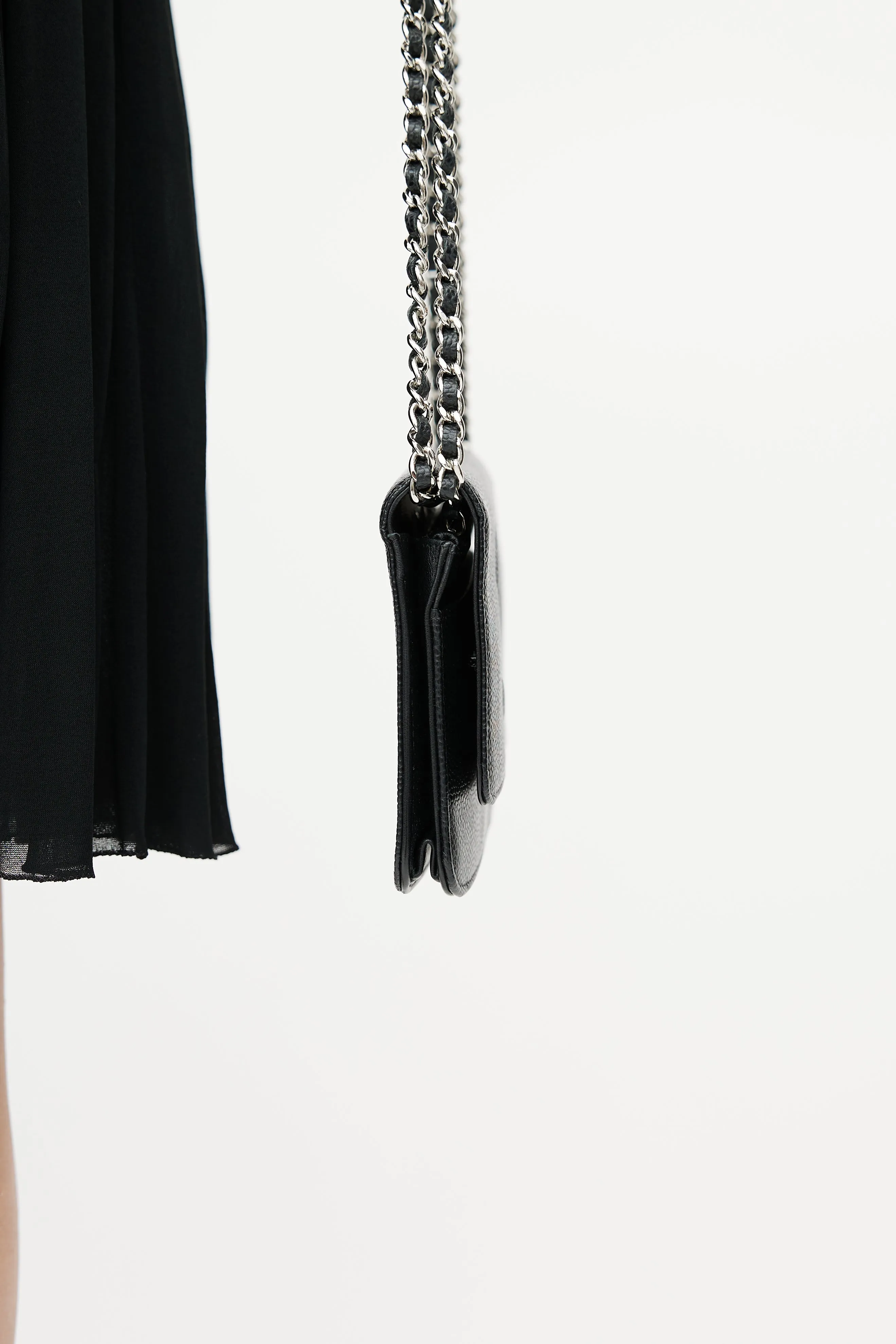 Black Caviar Timeless Leather Wallet On Chain
