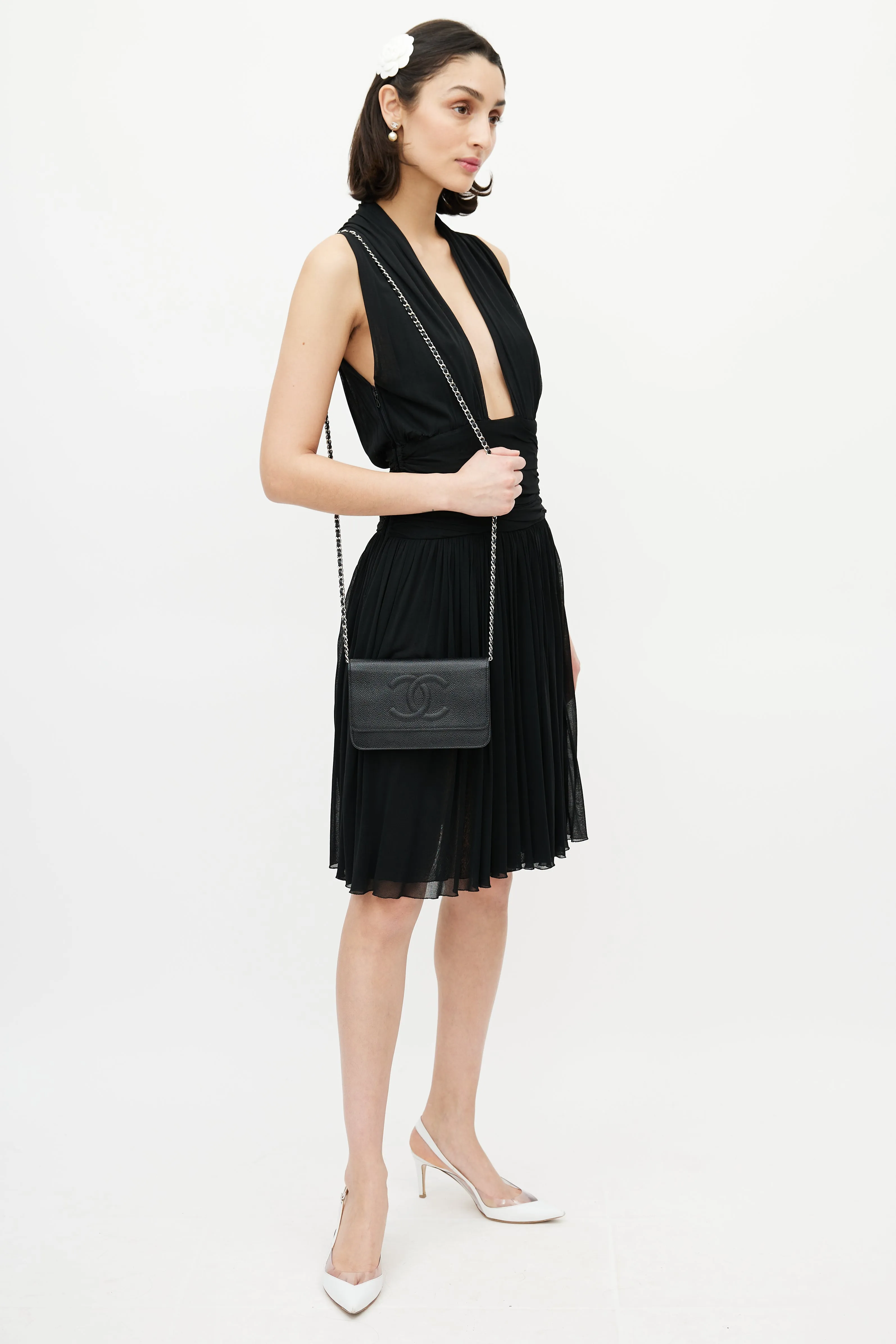 Black Caviar Timeless Leather Wallet On Chain