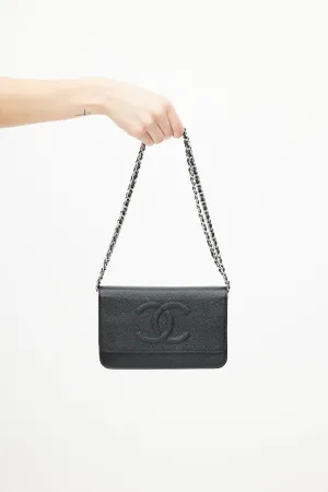 Black Caviar Timeless Leather Wallet On Chain