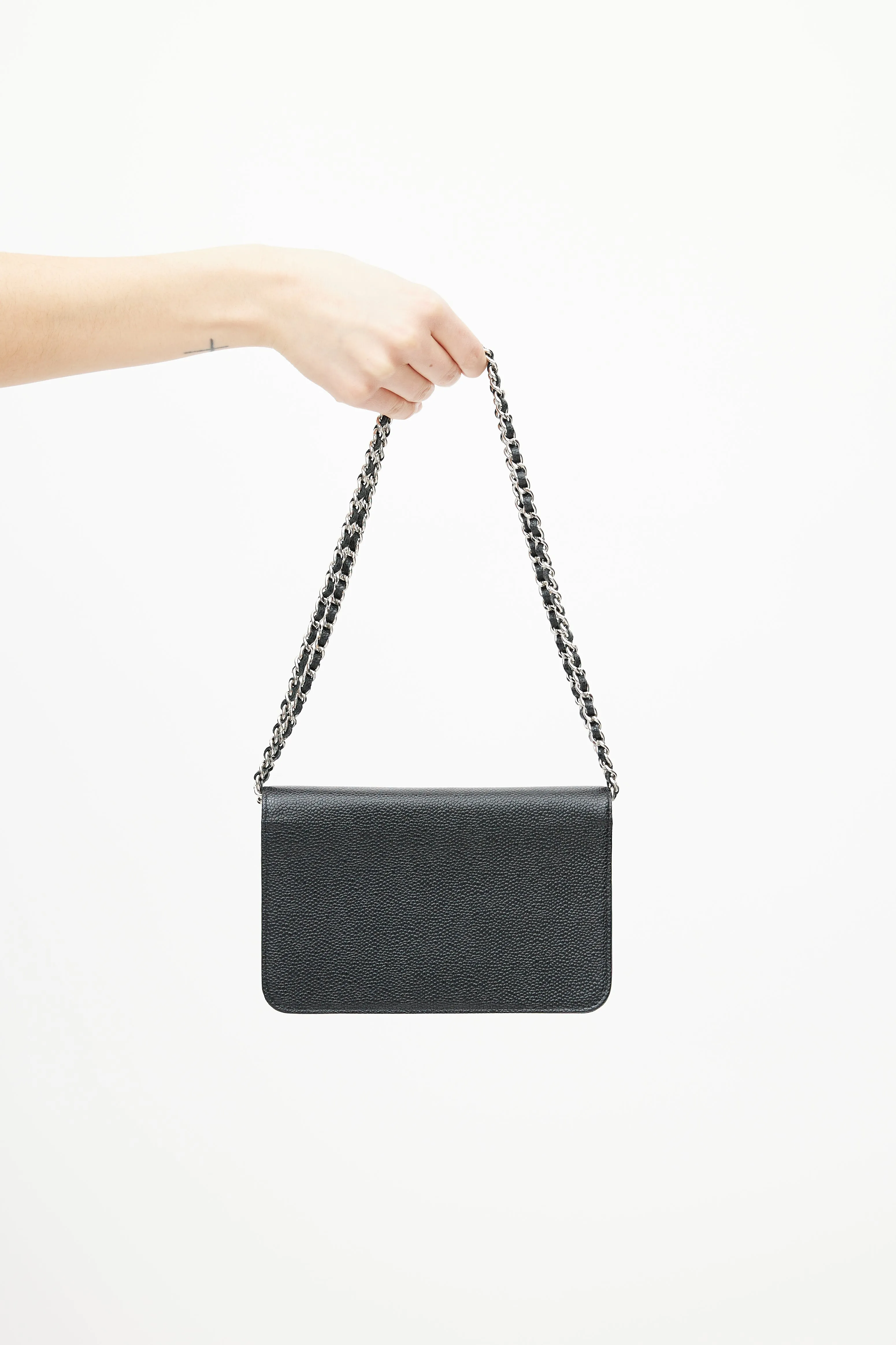 Black Caviar Timeless Leather Wallet On Chain
