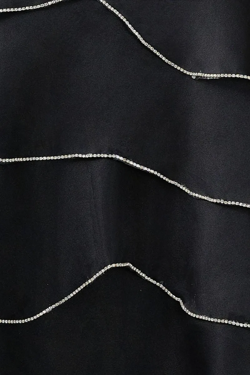 BLACK LAYERED MIDI DRESS