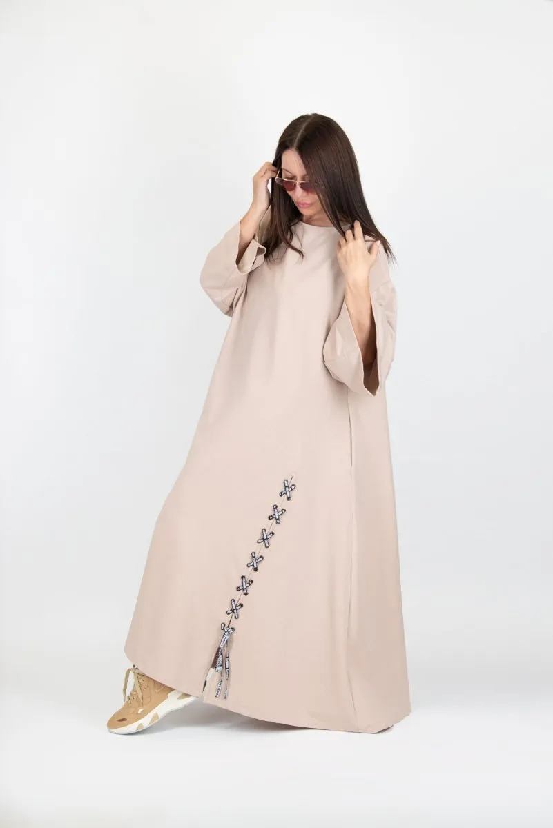 Black Long Cotton dress SAVINA