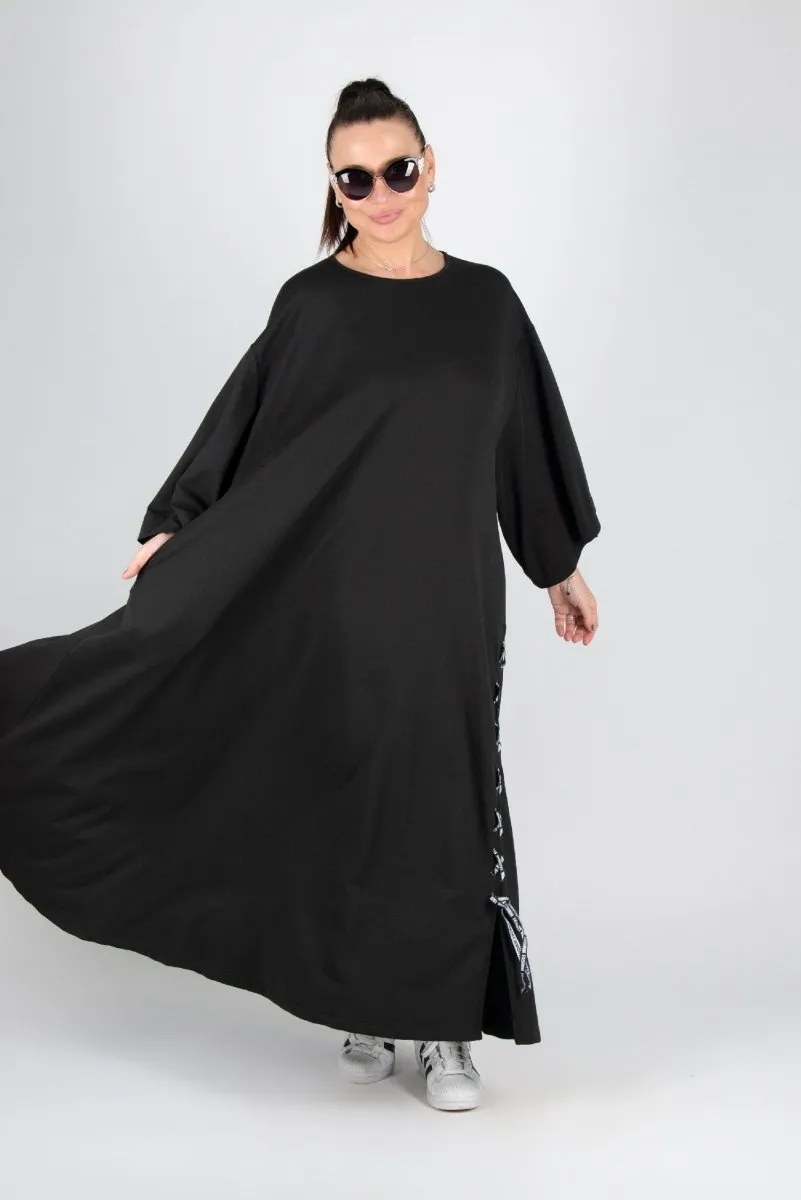 Black Long Cotton dress SAVINA