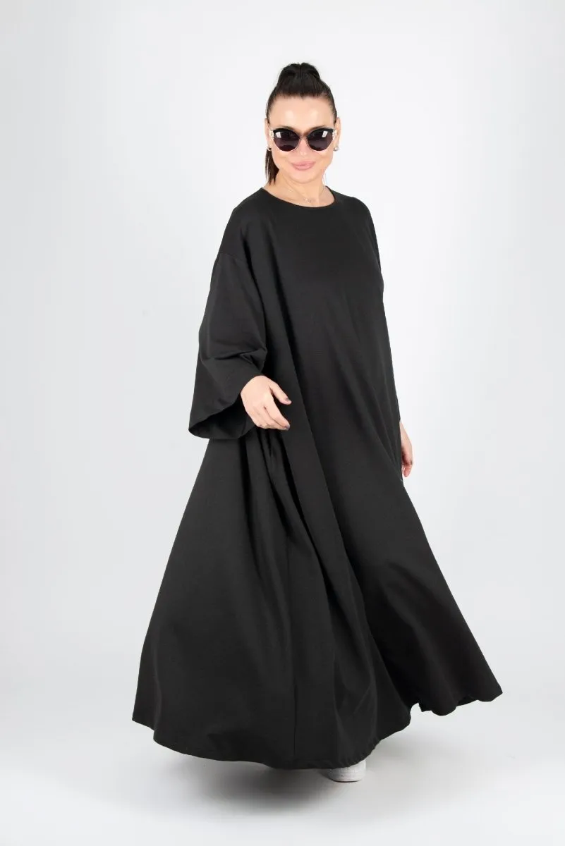 Black Long Cotton dress SAVINA