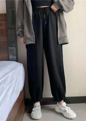 black loose women pants winter new high waist beam pants