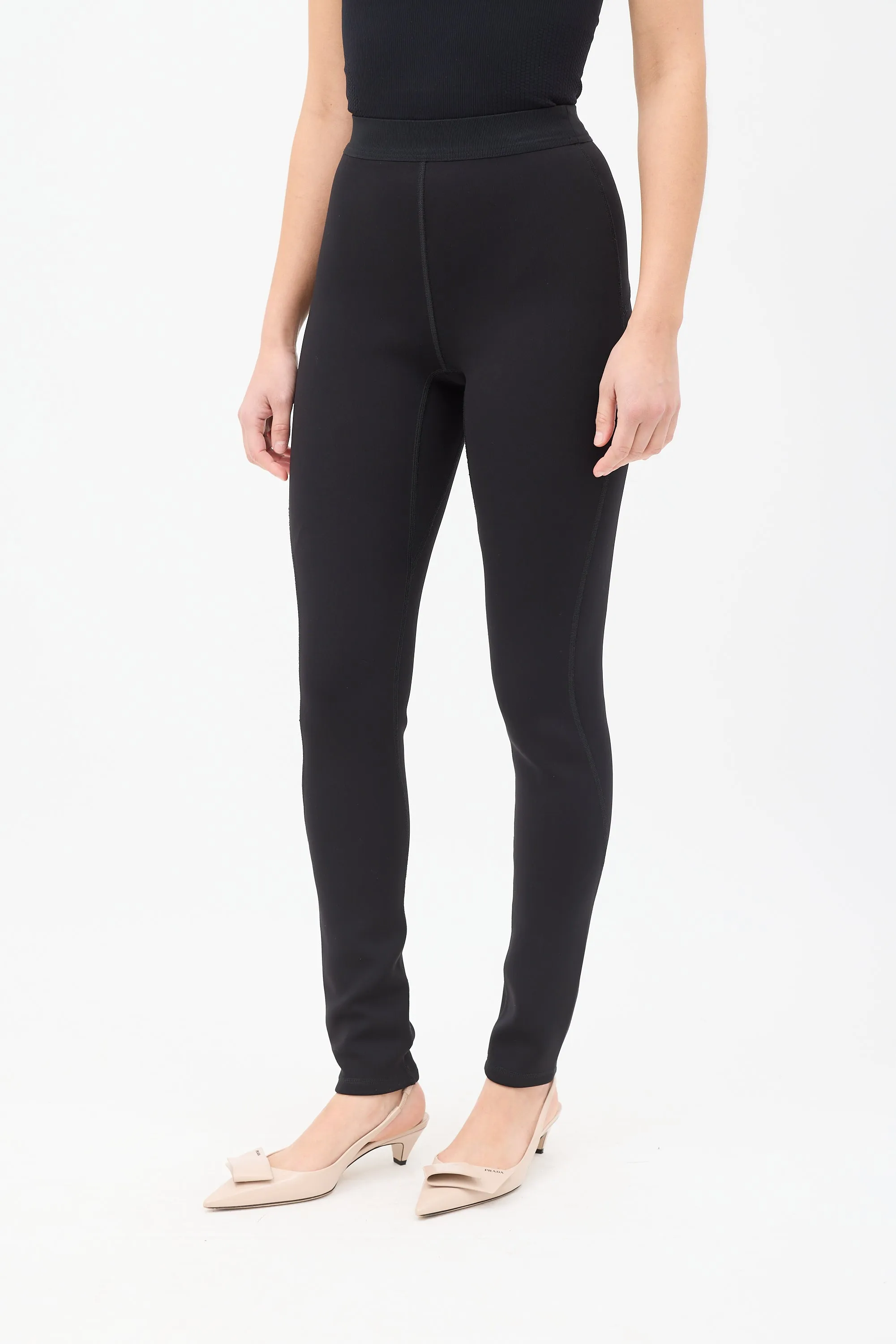 Black Neoprene High Waist Leggings