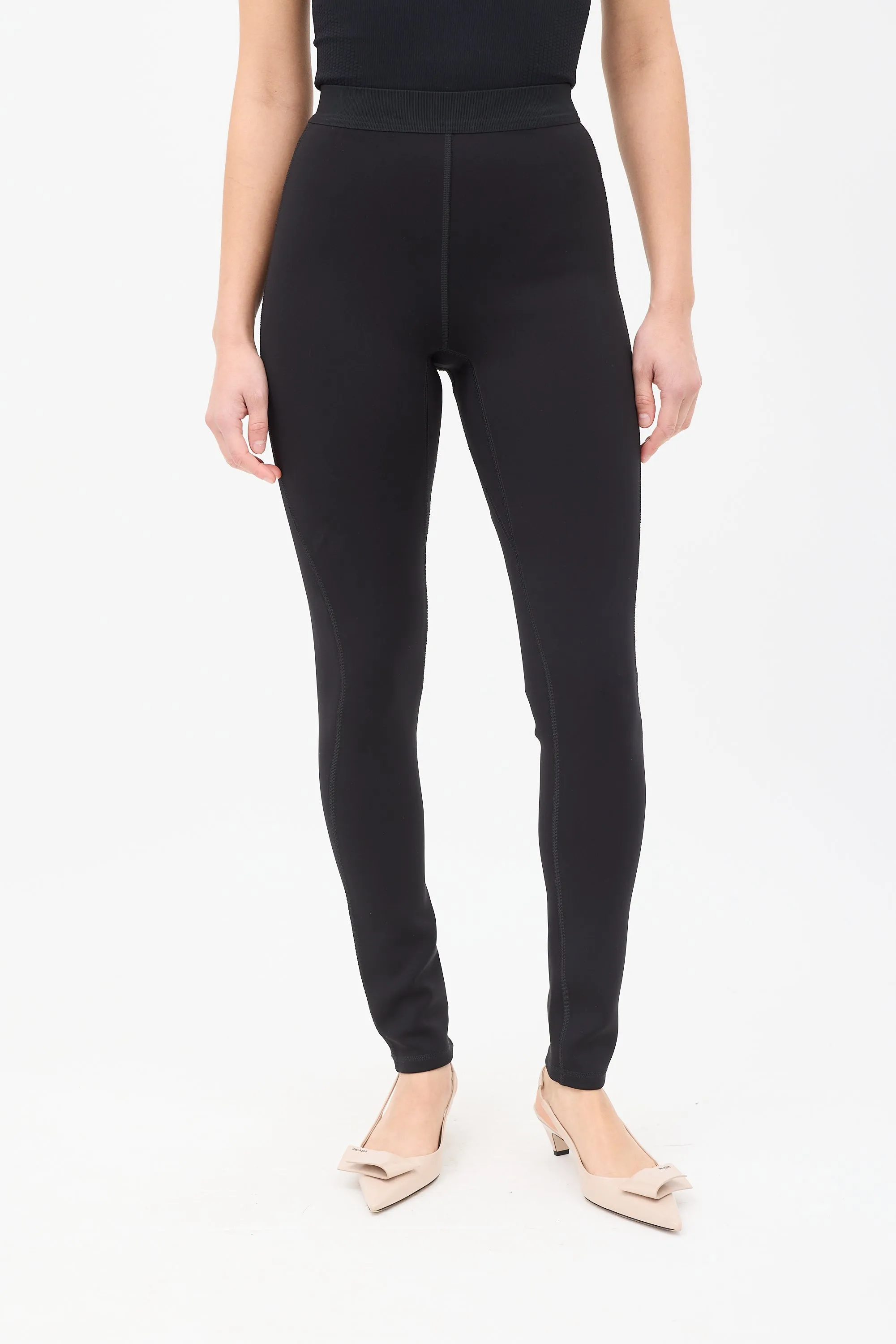 Black Neoprene High Waist Leggings