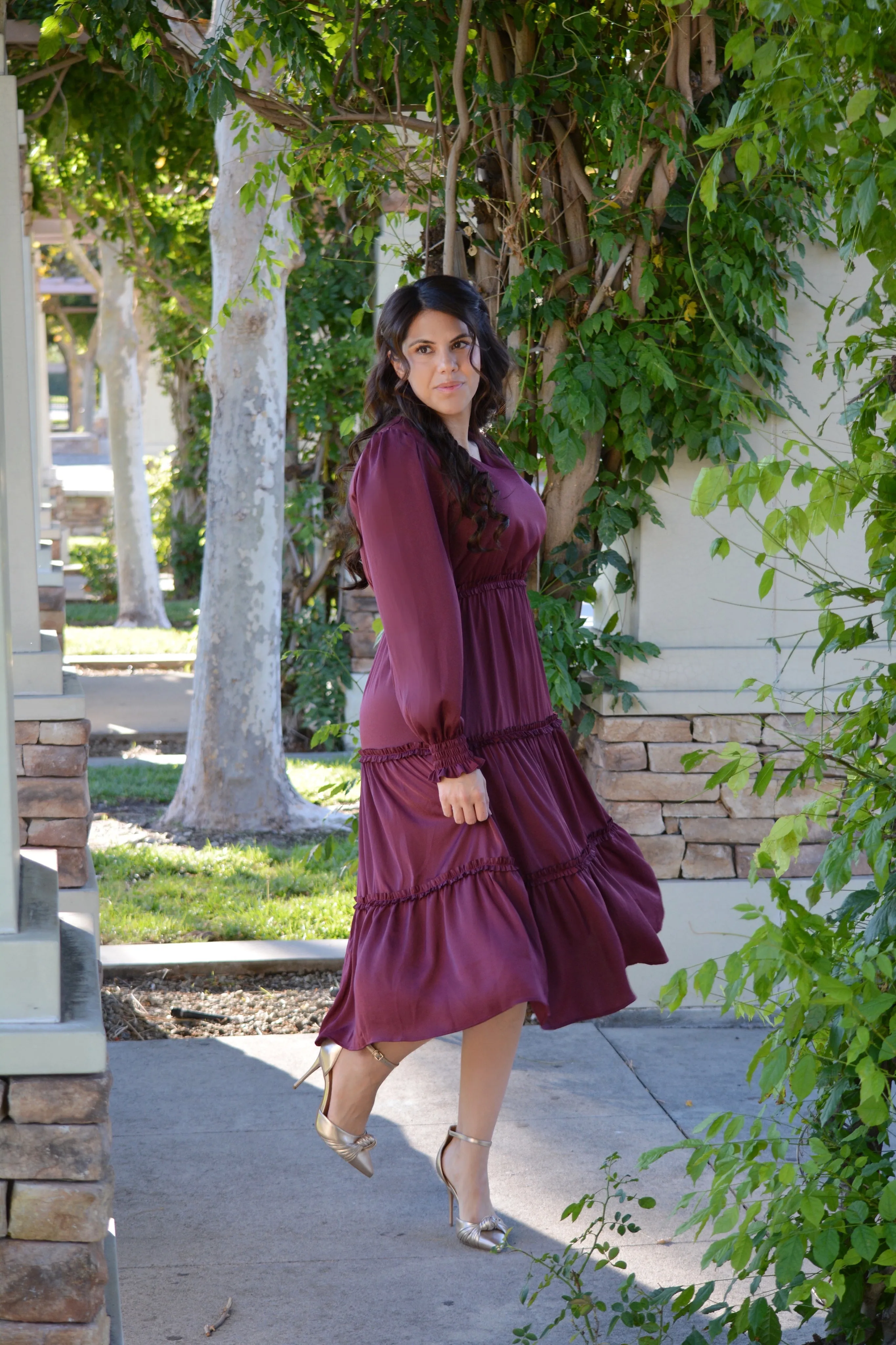 Bristol Burgundy Midi Dress