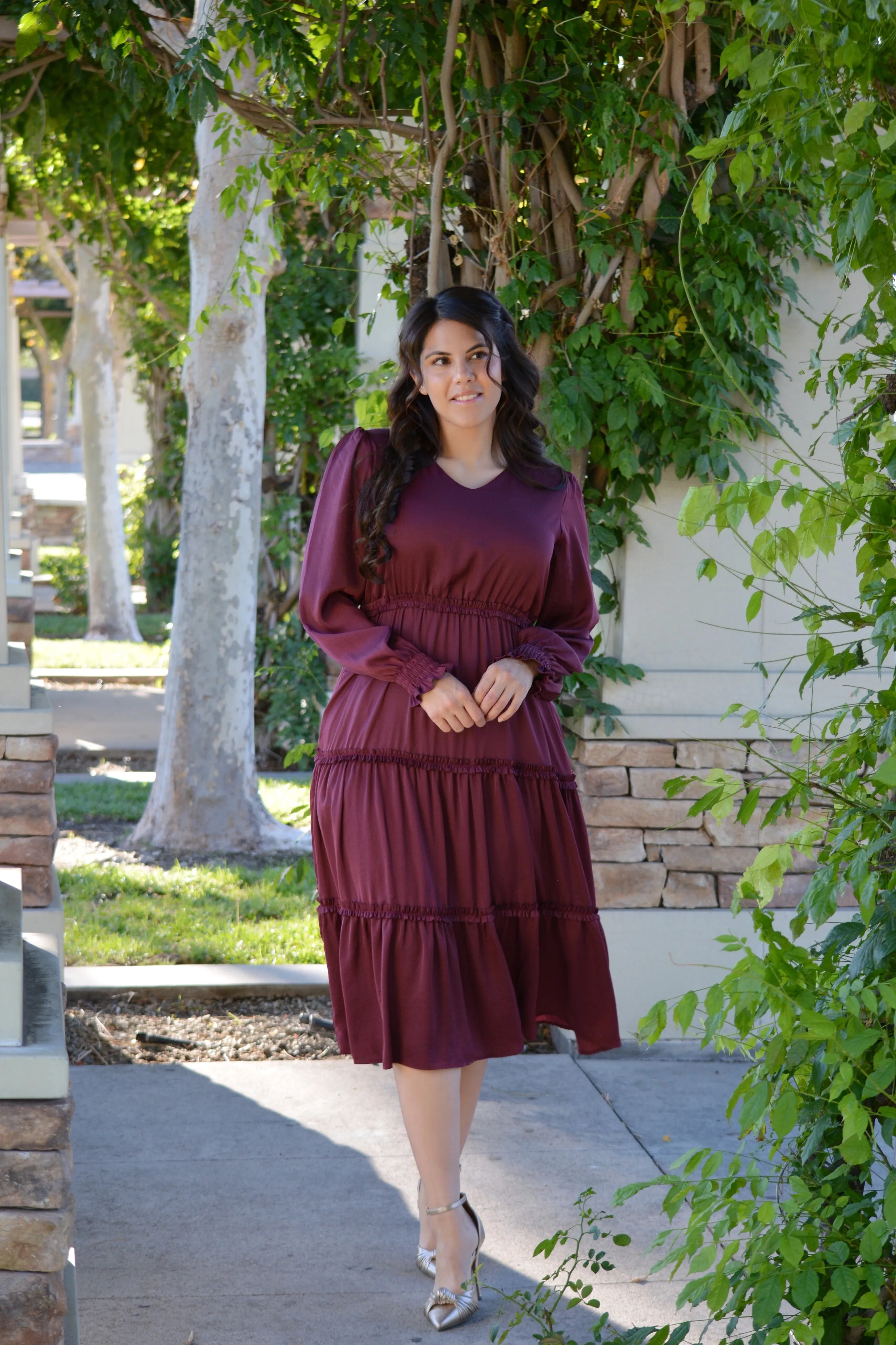 Bristol Burgundy Midi Dress