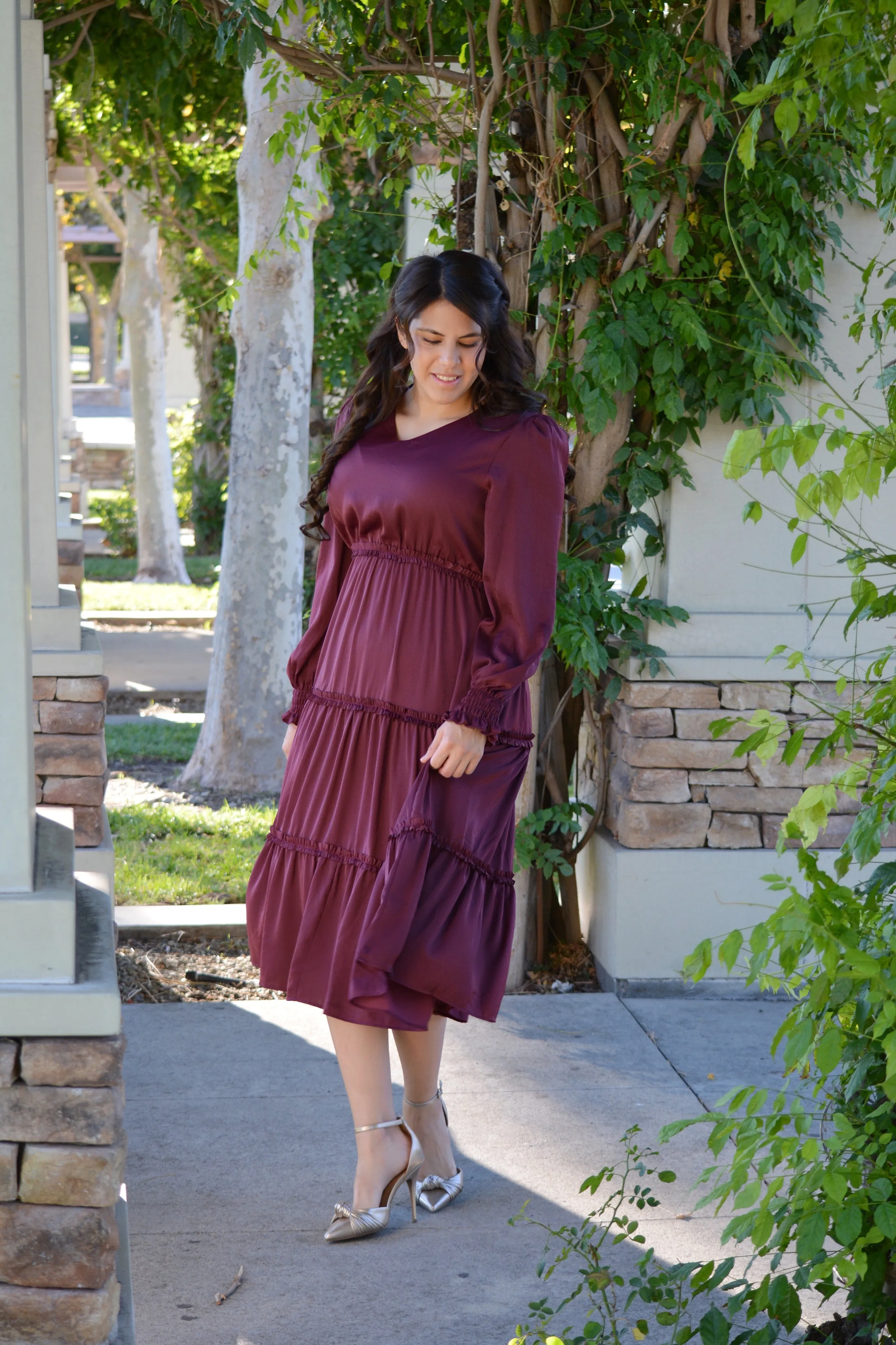 Bristol Burgundy Midi Dress