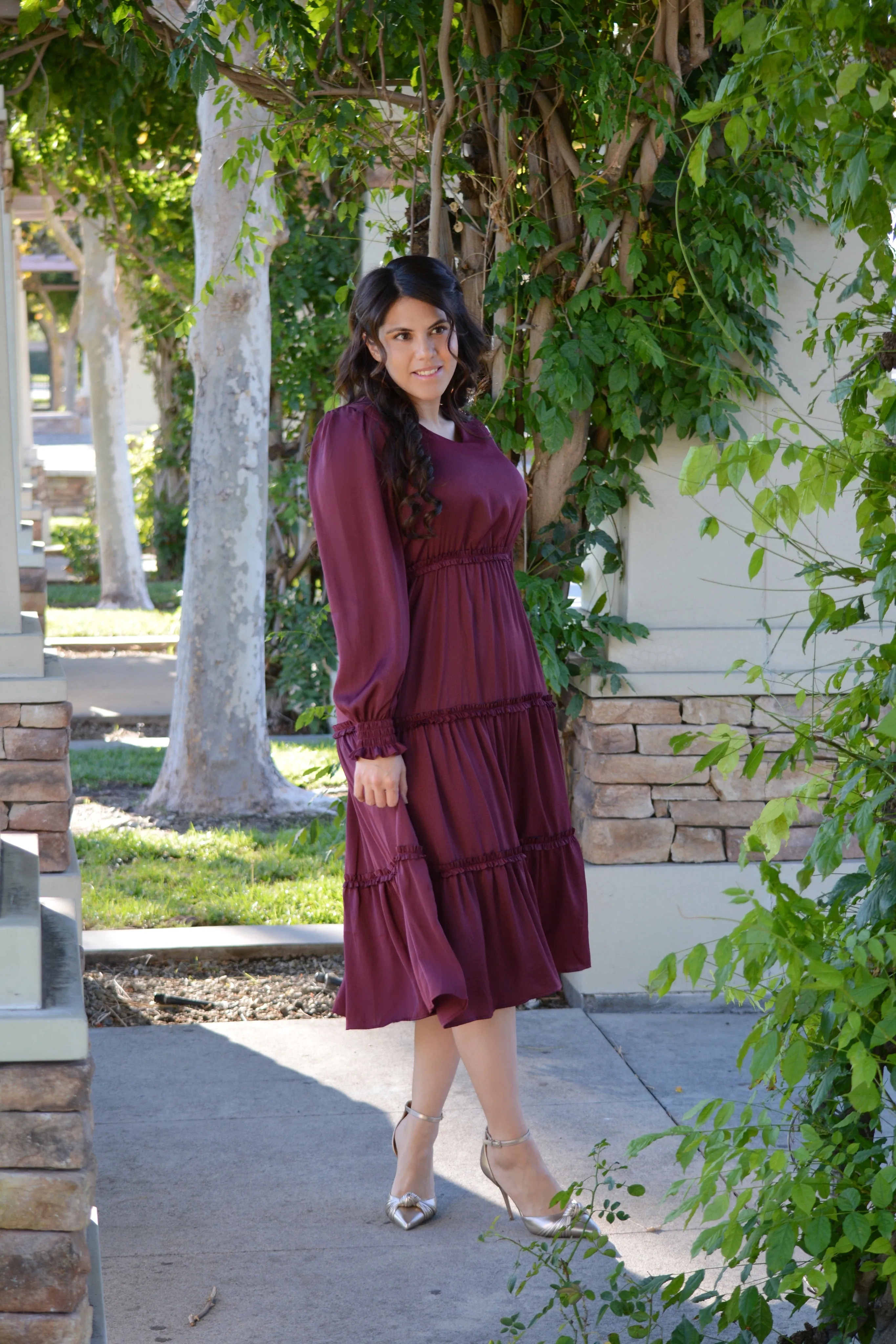 Bristol Burgundy Midi Dress
