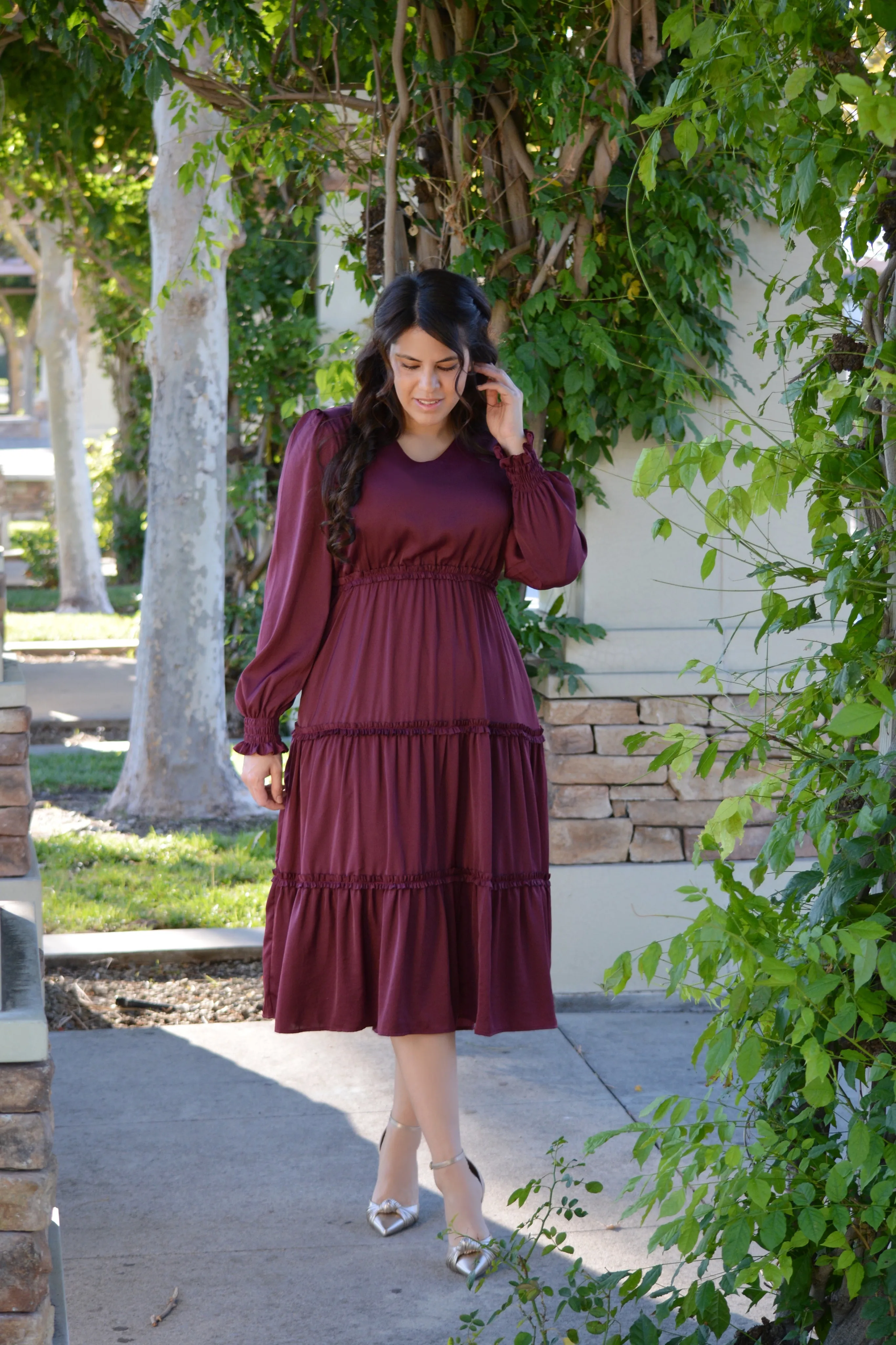 Bristol Burgundy Midi Dress