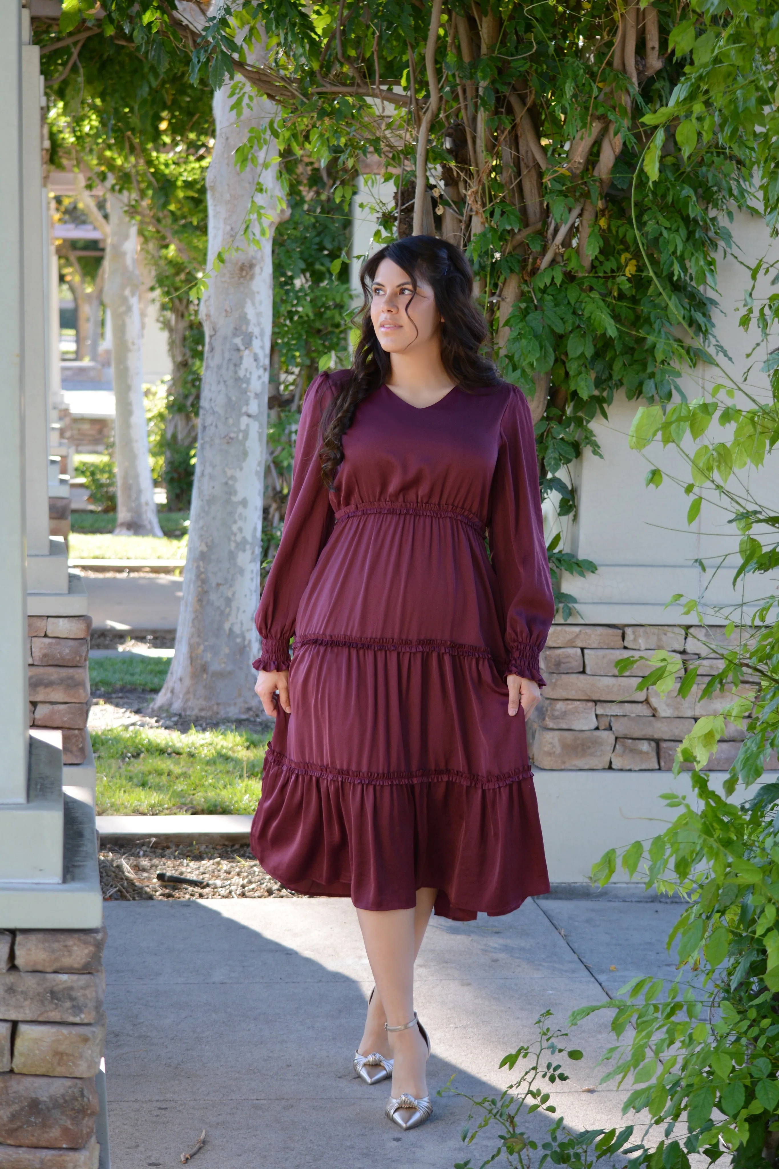 Bristol Burgundy Midi Dress