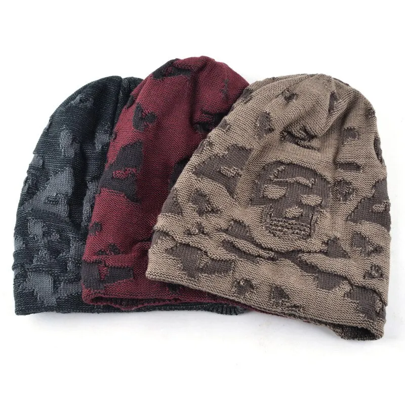 Casual Alt Goth Skull Pattern Beanie