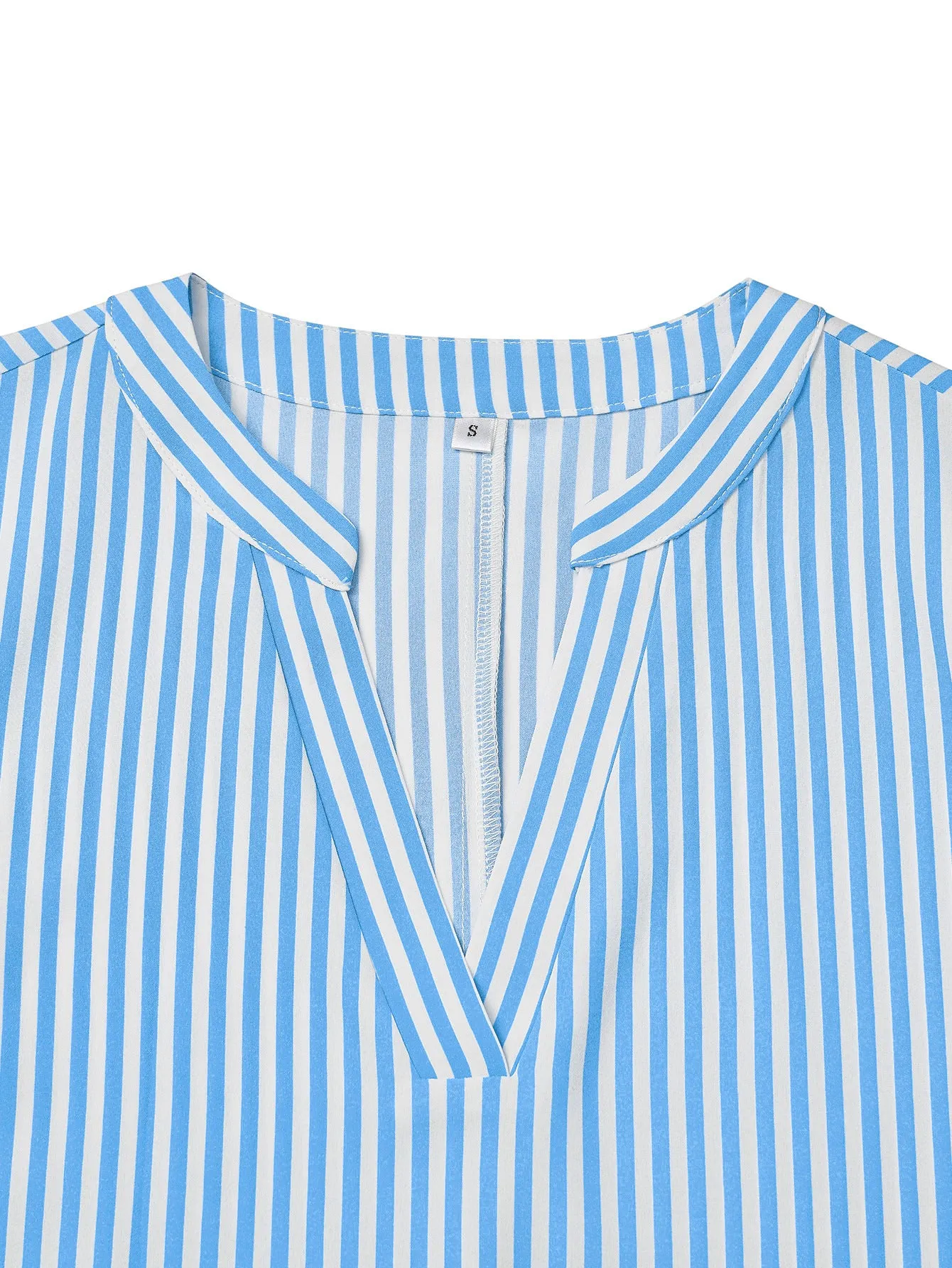 Casual V-neck Striped Tie-waist Shirt Maxi Dress