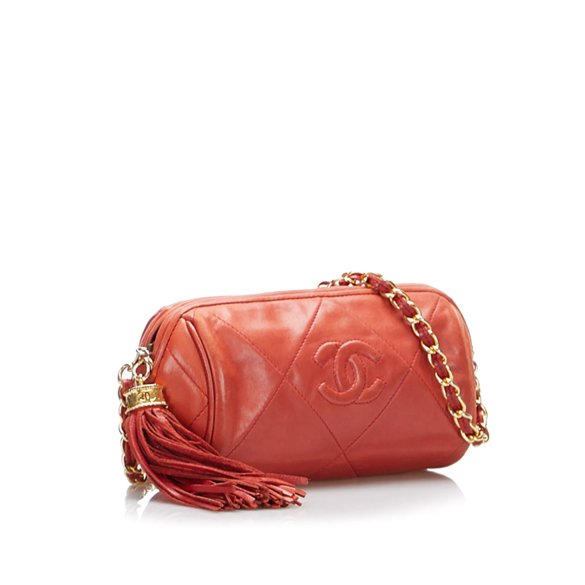 Chanel CC Timeless Crossbody Red Lambskin Gold