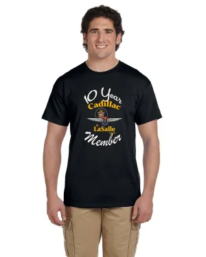 CLC Cadillac LaSalle CLUB MEMBER 10 YEAR ANNIVERSARY T-SHIRT (alternate design)