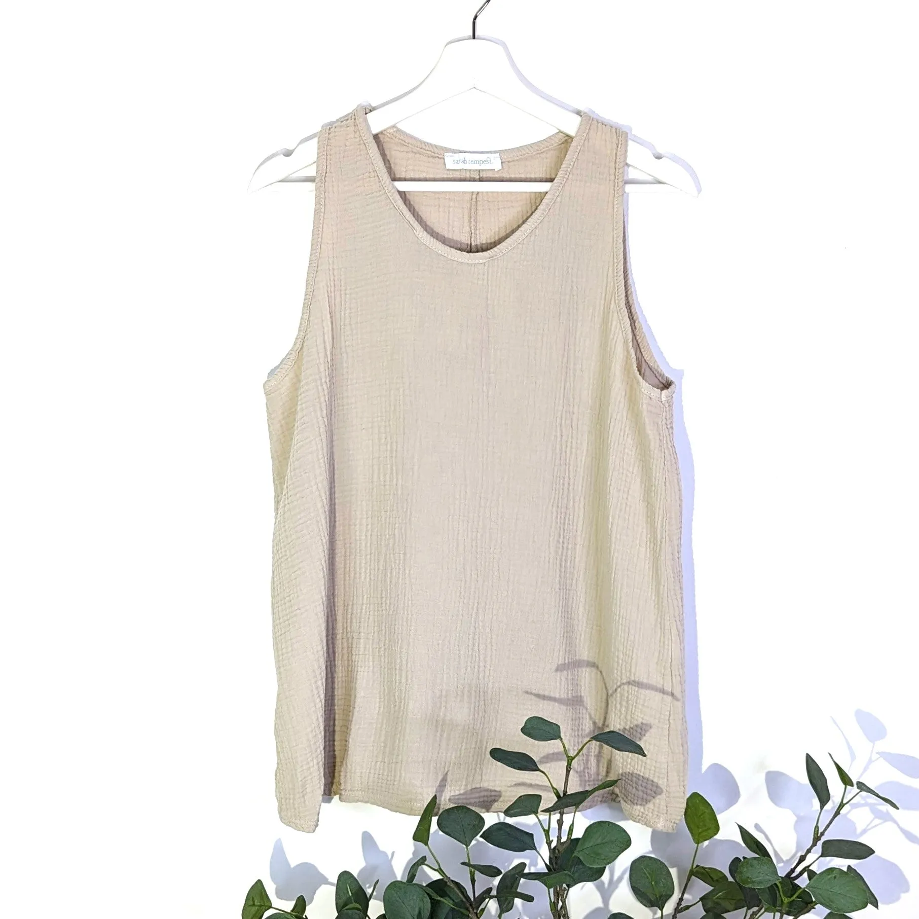 Cotton waffle type fabric vest top (S-M)