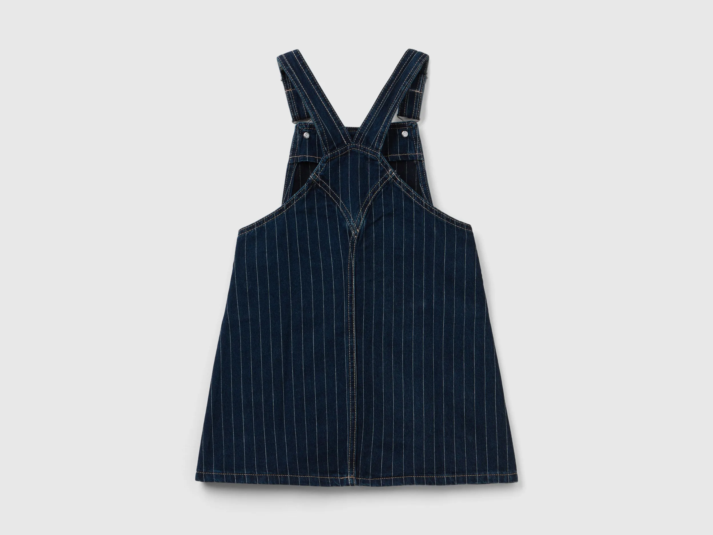 Denim overall skirt with pinstripes