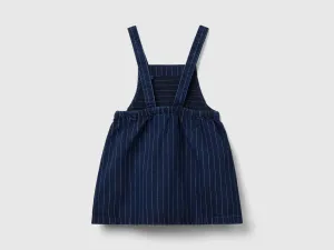 Denim overall skirt with pinstripes