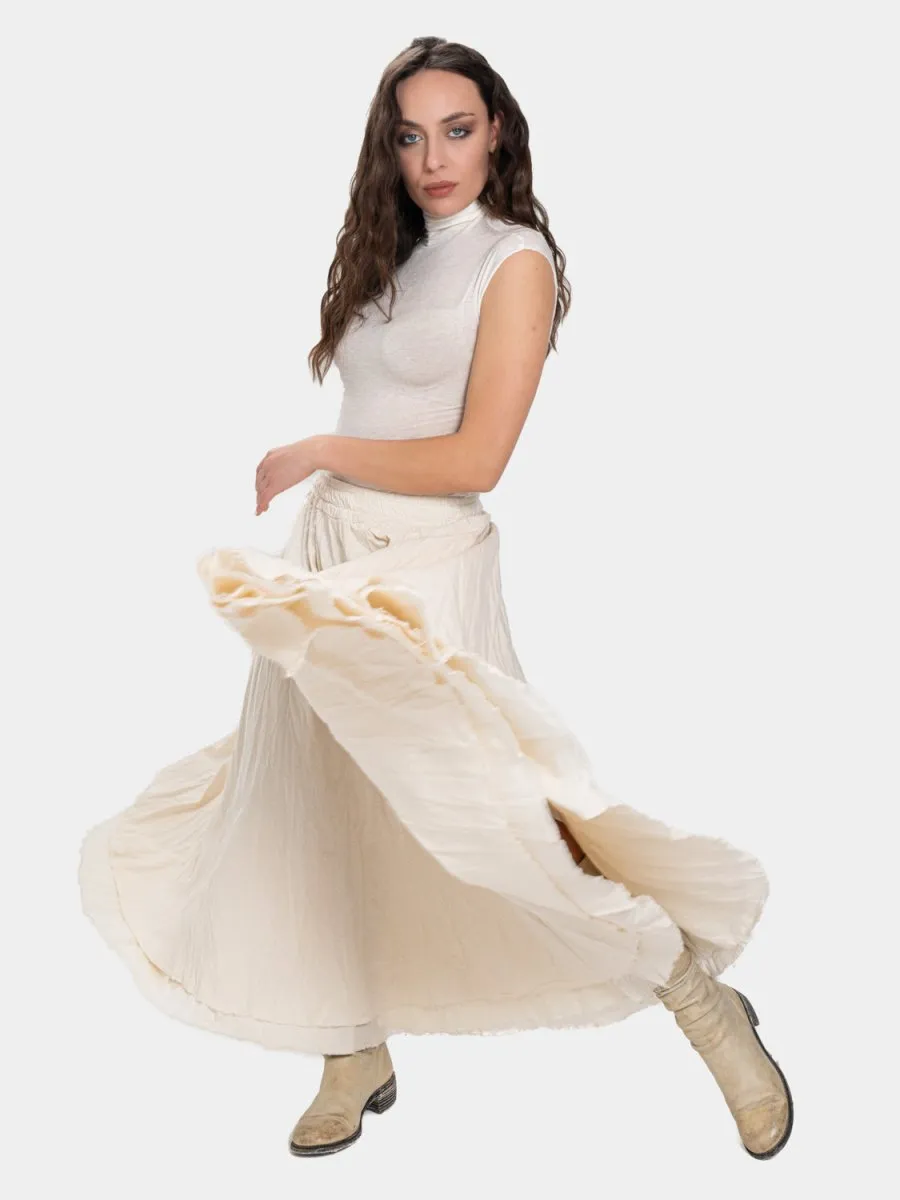 Double Layer Half Circle Midi Skirt