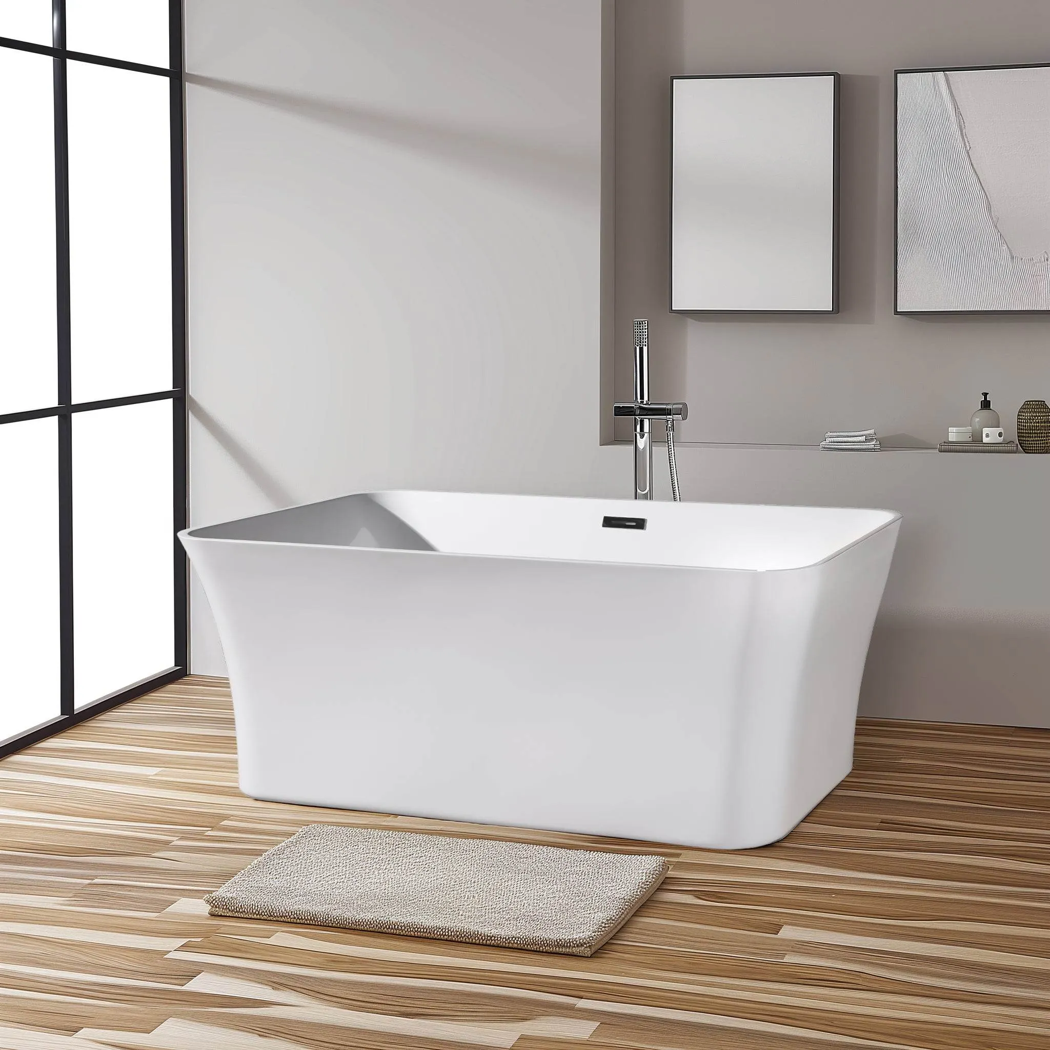 Dreamwerks 66.9" Acrylic Rectangular Flatbottom Bathtub in Glossy White