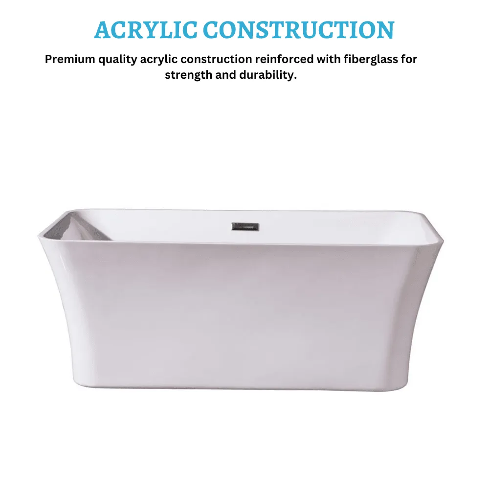 Dreamwerks 66.9" Acrylic Rectangular Flatbottom Bathtub in Glossy White