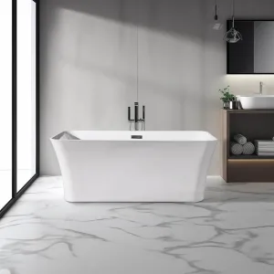 Dreamwerks 66.9" Acrylic Rectangular Flatbottom Bathtub in Glossy White