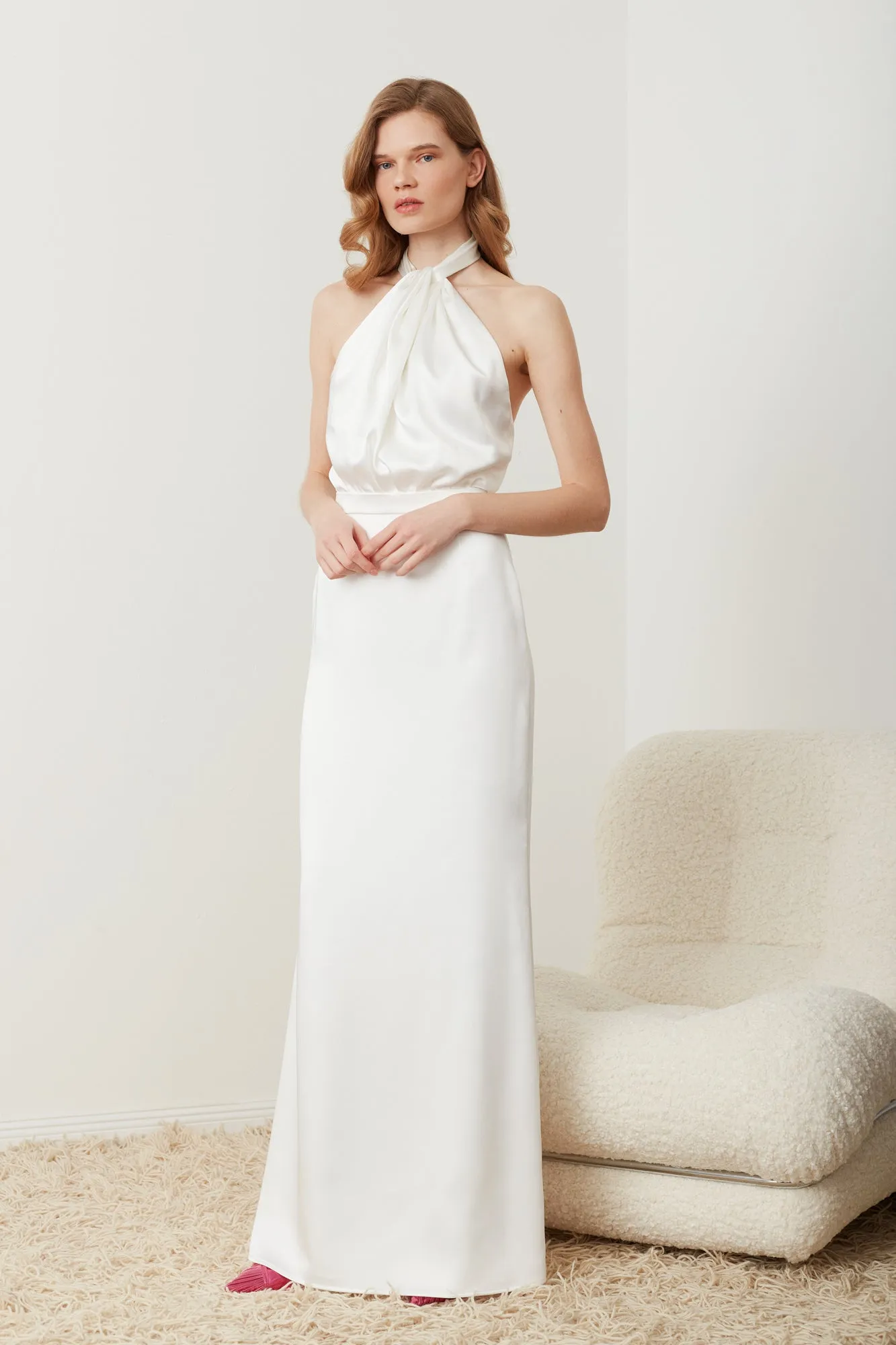 ELONA white backless wedding dress