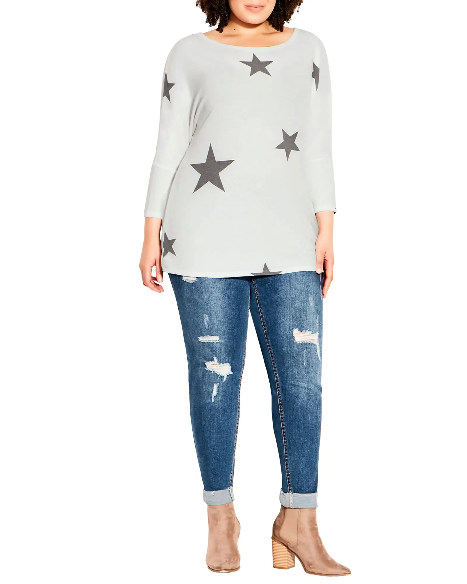 Estelle Star Top | Ivory / Charcoal Grey