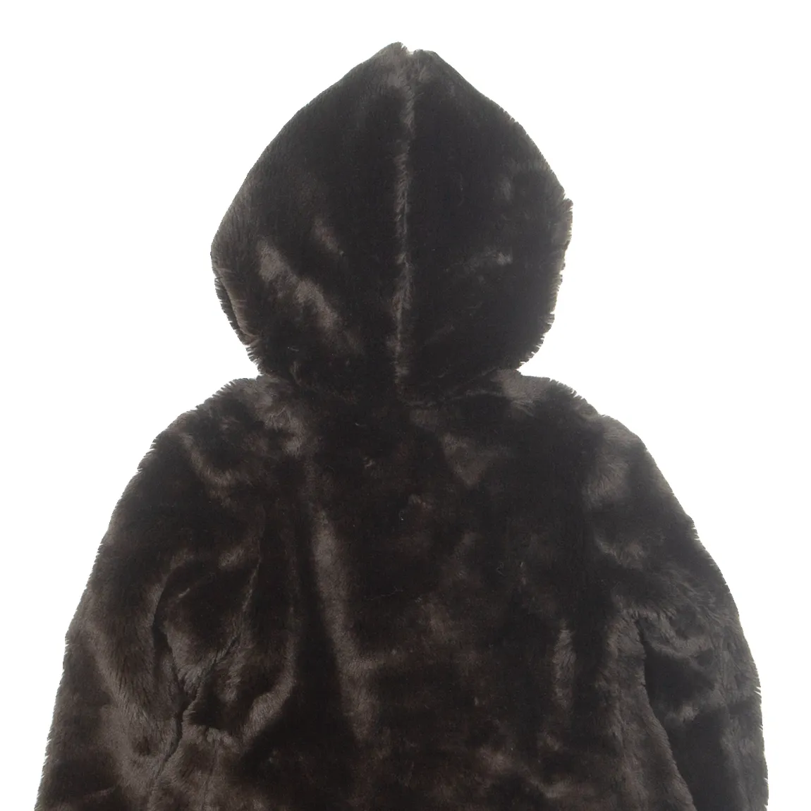 Faux Fur Girls Duffle Coat Brown Hooded 2-3Y