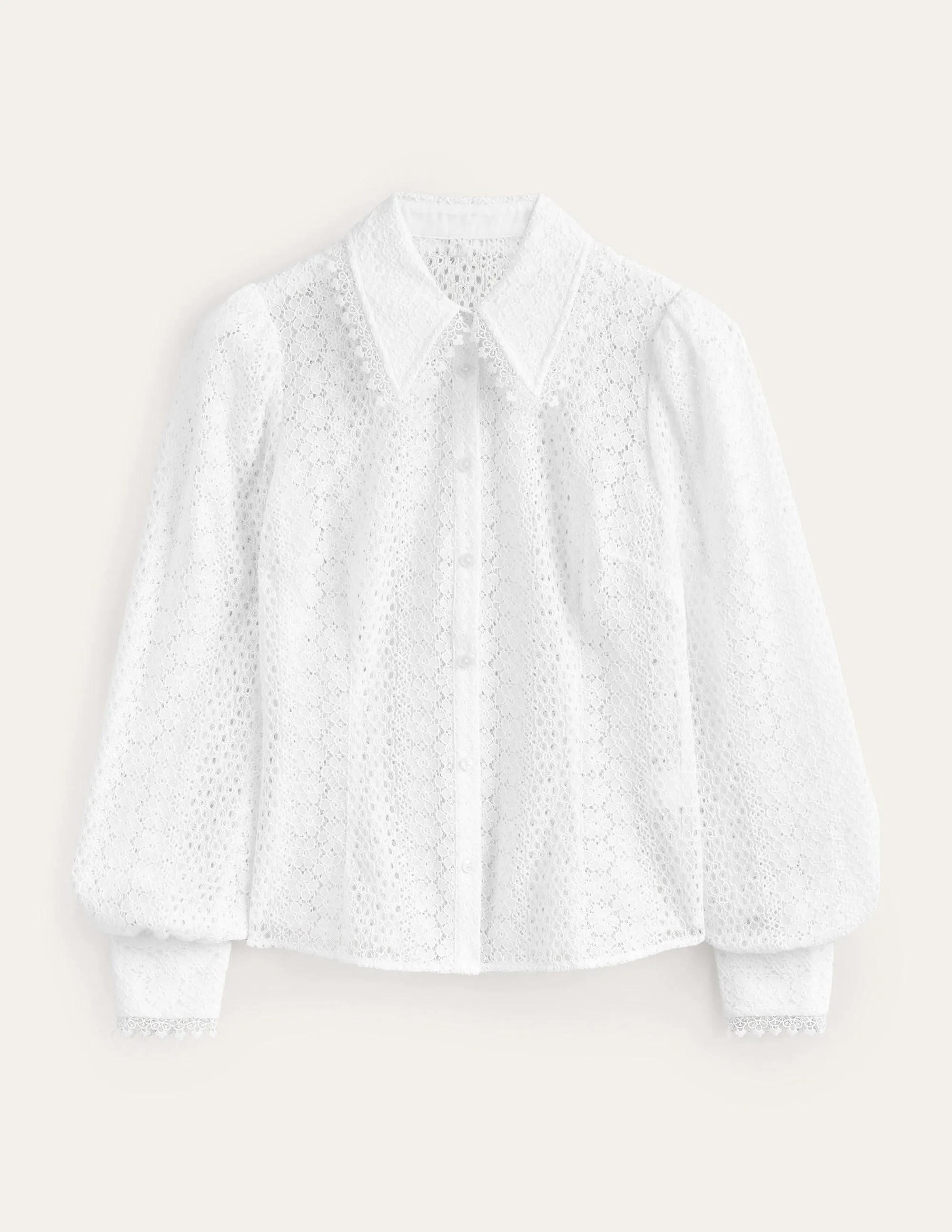 Fitted Lace Shirt-White