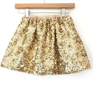 Girl's Youth No Brand Gold Sequins Skirt- Size ~M (6-7)
