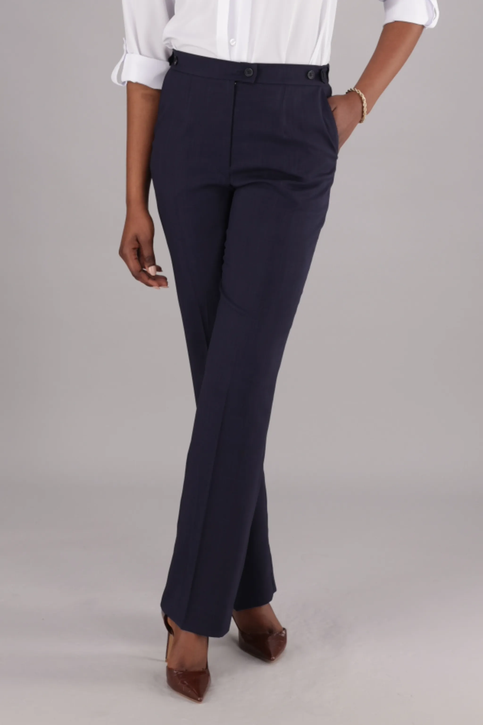 Helga high rise straight leg pants - navy stretch