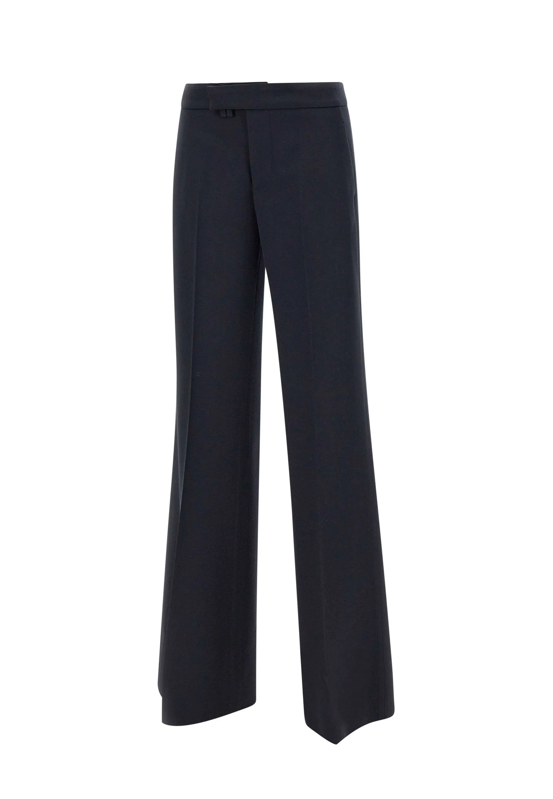 High Waist Blue Wool Trousers